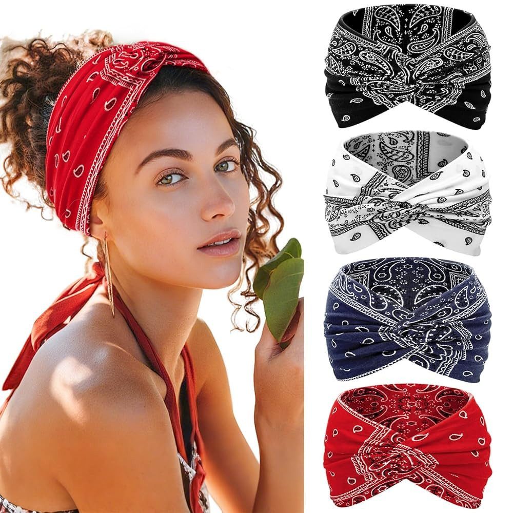 Oemmn Haargummi Damen Stirnband Damen 4er Pack – 7'' Extra Breit Haarbänder Dünn, 4-tlg.