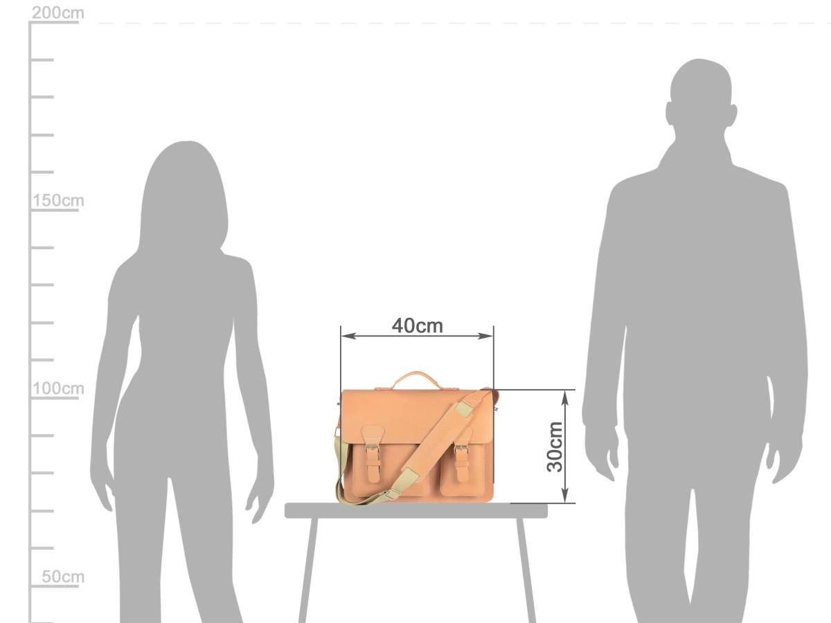 Ruitertassen Aktentasche Lehrertasche Damen Herren Leder 40x30cm 2 Fächer Business Schule, 40 cm Lehrertasche mit 2 Fächern, Notebookfach, rustikales Leder