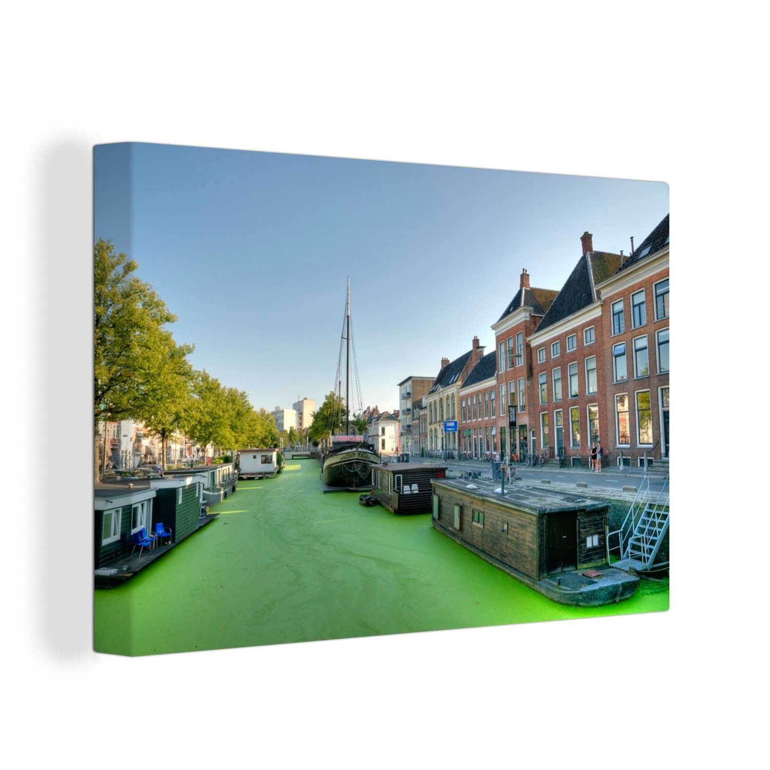 OneMillionCanvasses® Leinwandbild Groningen - Grachtenhaus - Wasser, (1 St), Wandbild Leinwandbilder, Aufhängefertig, Wanddeko, 30x20 cm