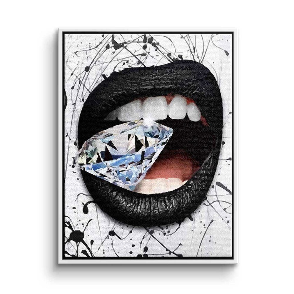 DOTCOMCANVAS® Leinwandbild, Premium Leinwandbild - Pop Art - Diamond Mouth - Modernes Wandbild weißer Rahmen