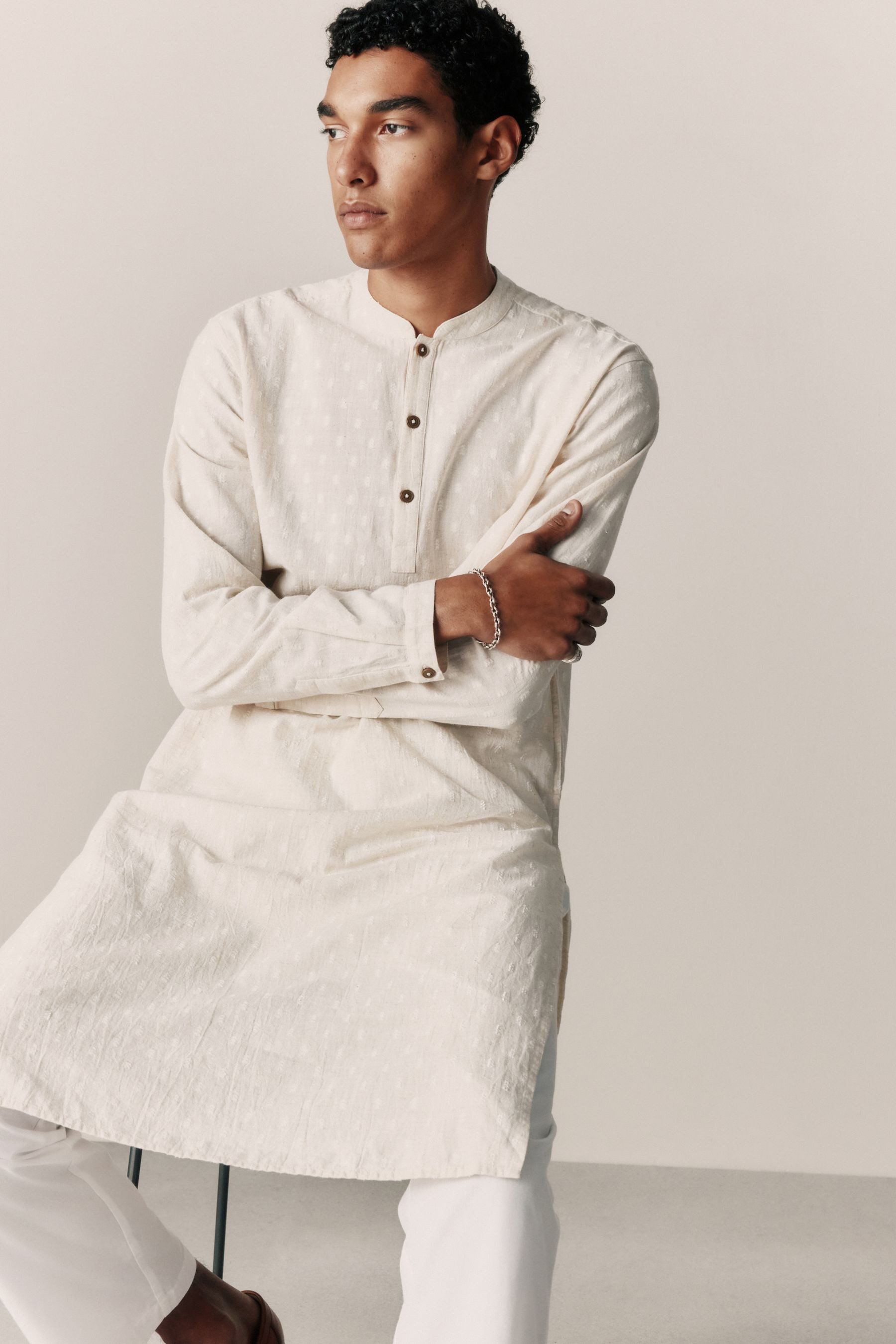 Next Tunikashirt Genopptes Jacquard-Kurtahemd (1-tlg)