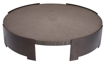 Casa Padrino Couchtisch Casa Padrino Luxus Couchtisch Grau / Bronze Ø 118,5 x H. 24,5 cm - Runder Wohnzimmertisch mit Massivholz Tischplatte - Wohnzimmer Möbel - Massivholz Möbel - Luxus Möbel - Luxus Einrichtung