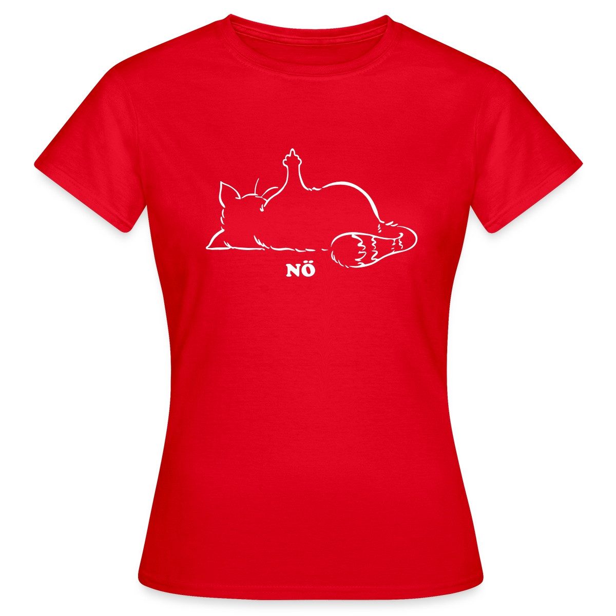 Spreadshirt T-Shirt Katze Nö Neinsager Mittelfinger günstig online kaufen