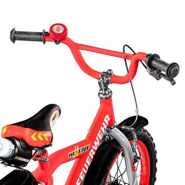 Hi5 Kinderfahrrad Feuerwehr, 1 Gang, ohne Schaltung, Kinderfahrrad für Kinder 105-120 cm Mädchen Jungen ab 4 Jahre Fahrrad