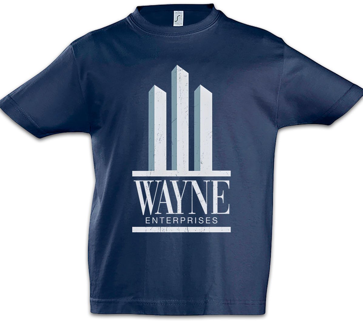 Print-Shirt Wayne Enterprises Logo B Kinder T-Shirt Company Gotham TV City Dark