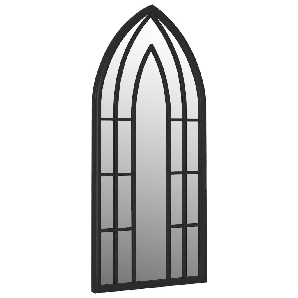 vidaXL Spiegel Gartenspiegel Schwarz 100x45 cm Eisen (1-St)