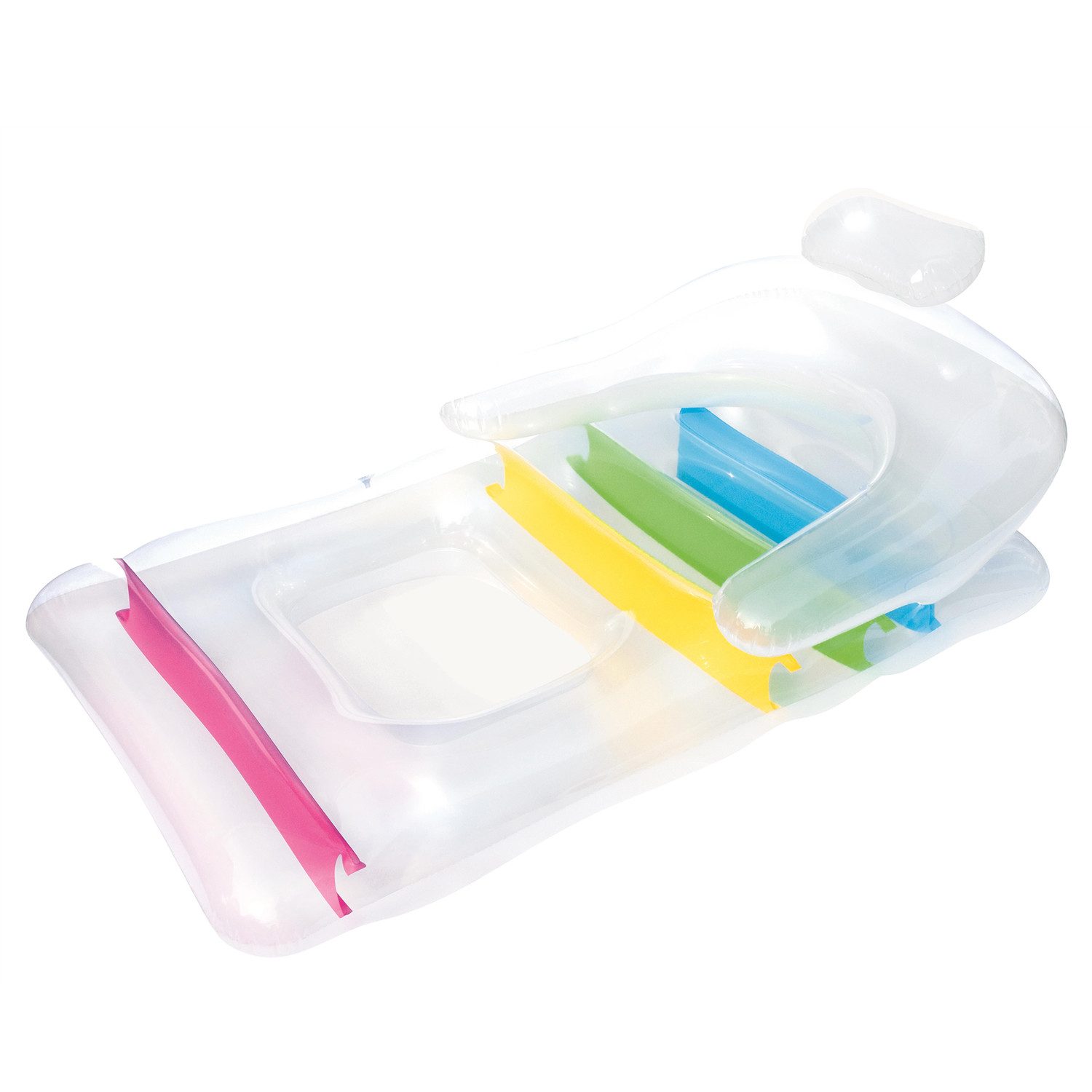 Bestway Badeinsel Summer Colors™, (Packung, 1-St., 147 x 84 x 58 cm), Inkl. aufblasbare Kopfstütze, Rückenlehne und Armlehnen