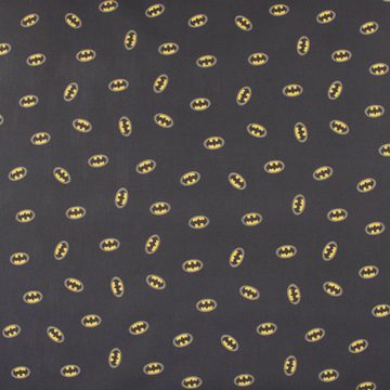 SCHÖNER LEBEN. Stoff Baumwollstoff Popeline Digitaldr. Batman™© Batsignal schwarz gelb weiß, allergikergeeignet