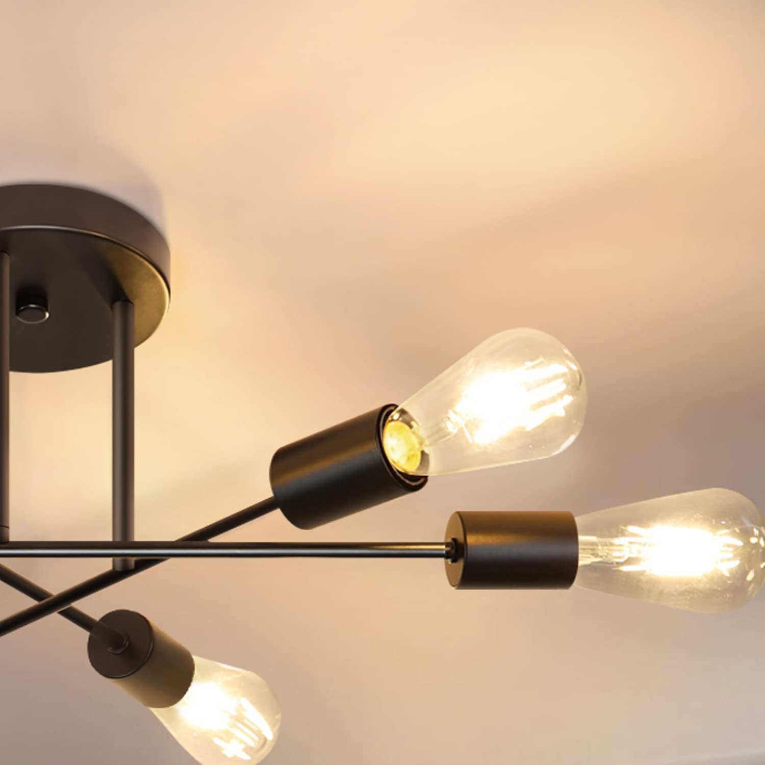 Nettlife Deckenleuchten Wohnzimmer 6 Flammig Schwarz/Weiß/Gold E27 Deckenlampe Vintage, LED wechselbar, Schlafzimmer Flur Balkon Küche