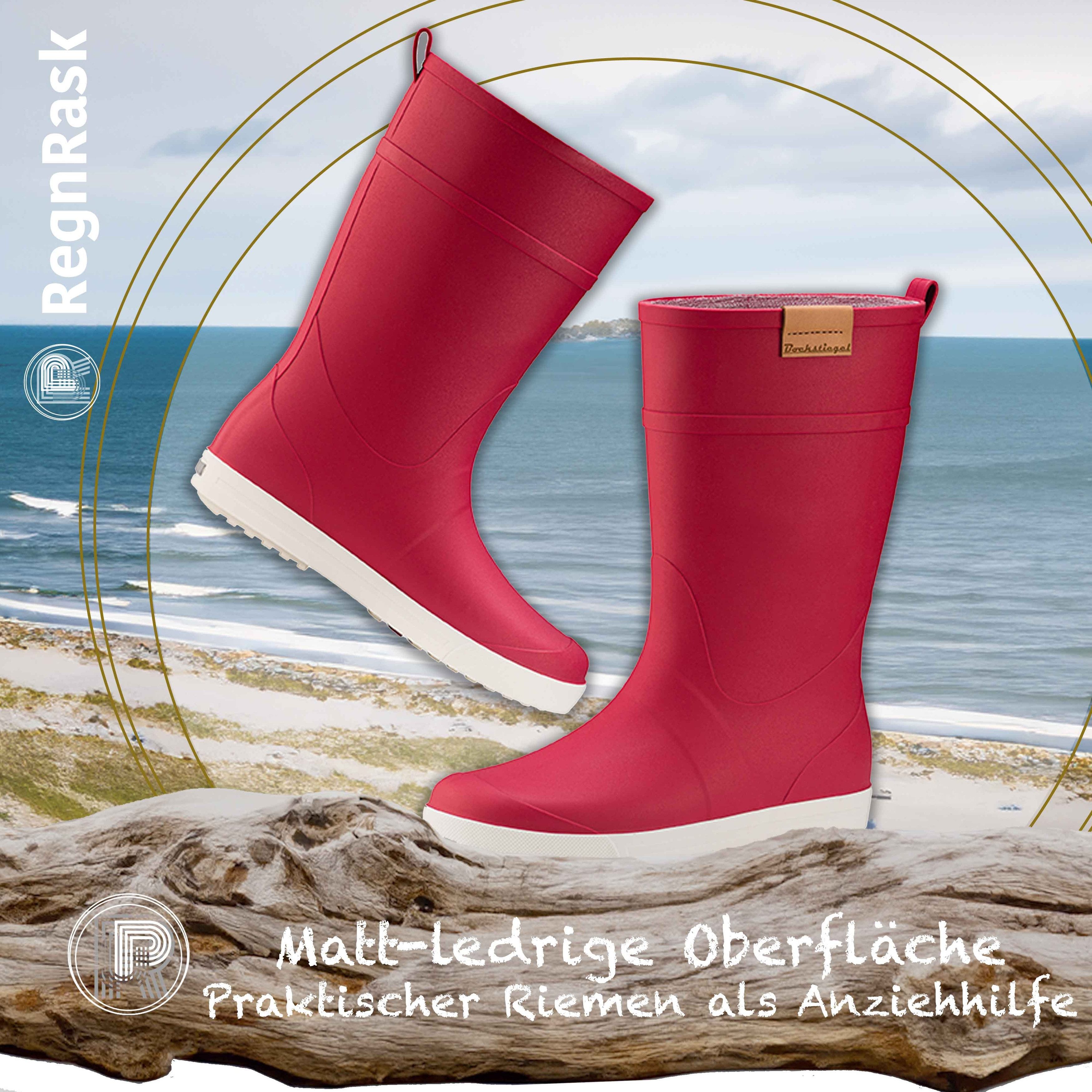 Ultrapower REGNRASK Damen Regenboots Kontrastsohle 36 Rot-Weiß Gummistiefel Gartenstiefel Matschstiefel Festivalstiefel