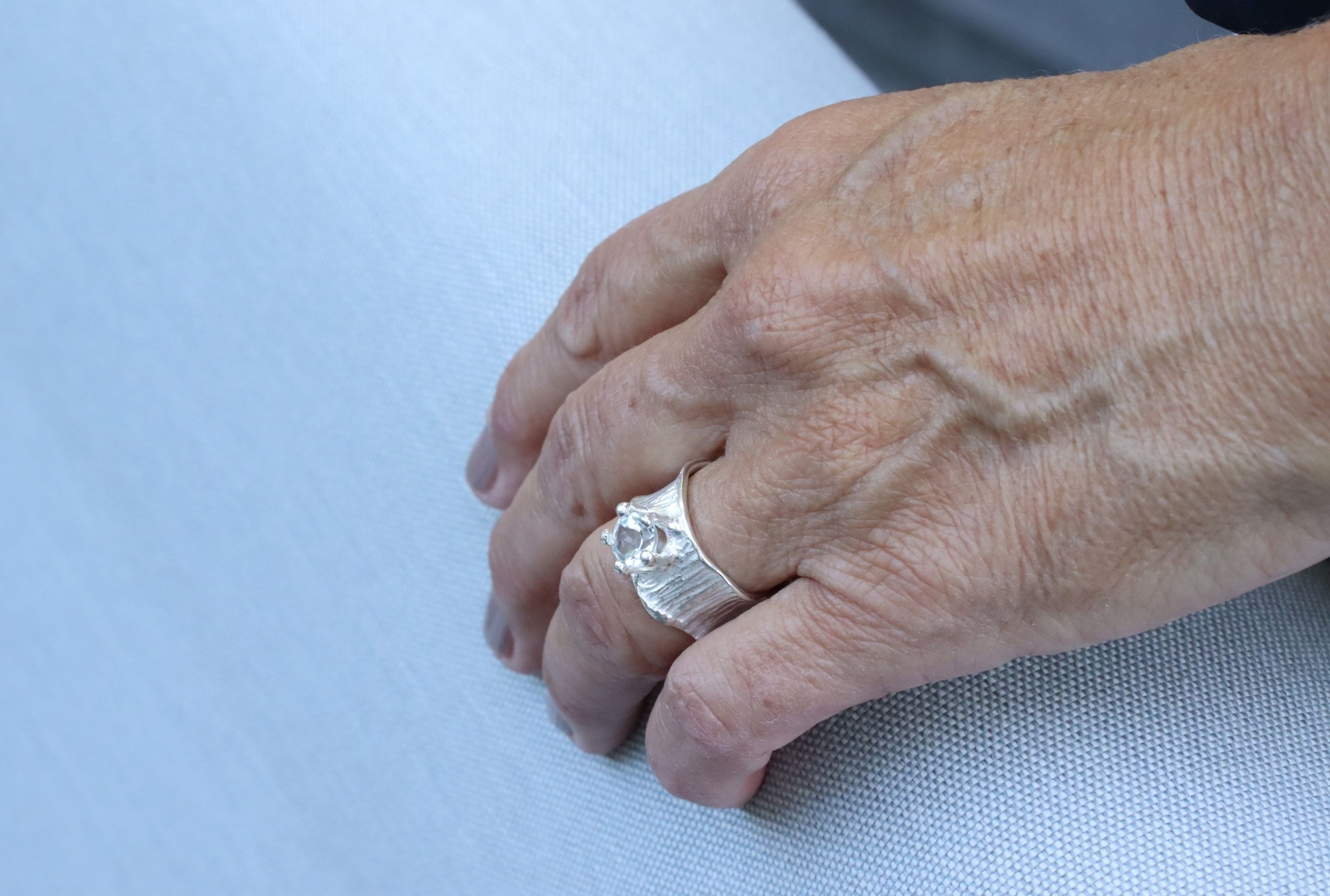 SILBERMOOS Silberring Eleganter Weißtopas Ring, 925 Sterling Silber