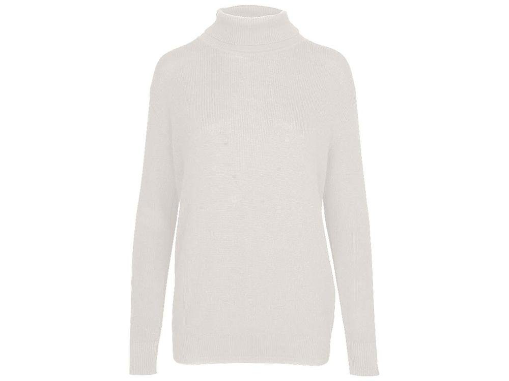 off ORGANICATION Bio-Damen-Pullover mit ORGANICATION white geripptem Roll Rundhalspullover