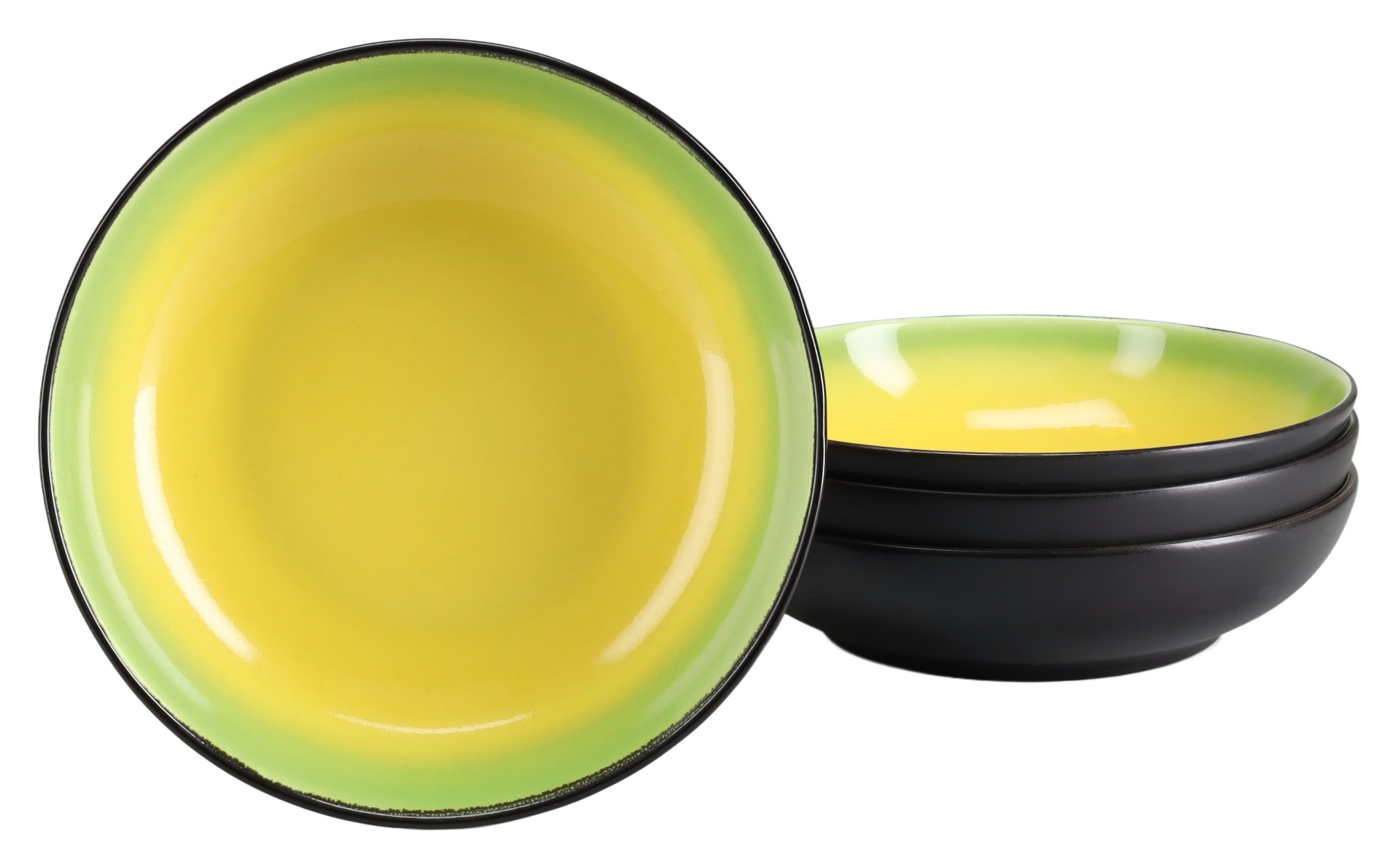 CreaTable Schüssel Hot, Poke Bowl, 4-tlg., Steinzeug, (Set, 4-tlg), Moderne Coupeform, außergewöhnliches Design