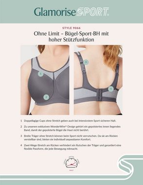 GLAMORISE Bügel-BH mit WonderWire Technologie, Sport BH für eine hohe Belastung