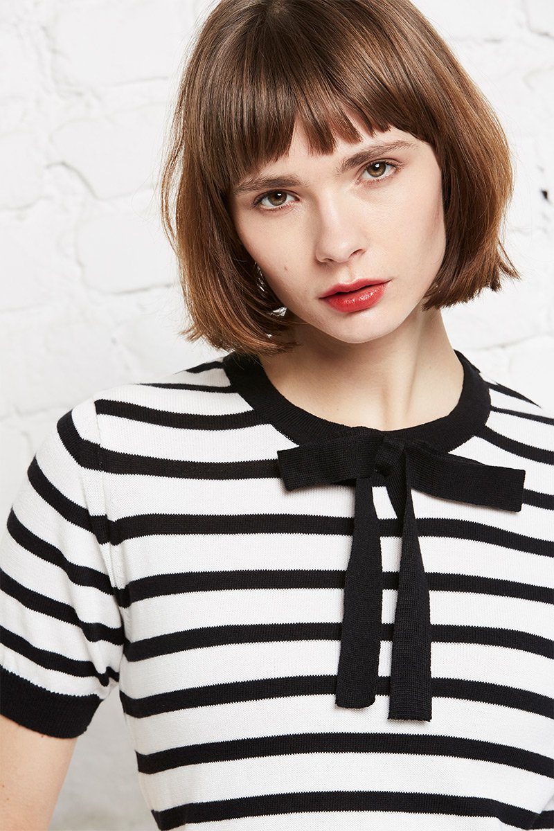 Kurzarmpullover Crewknit 1/2 parisian stripes