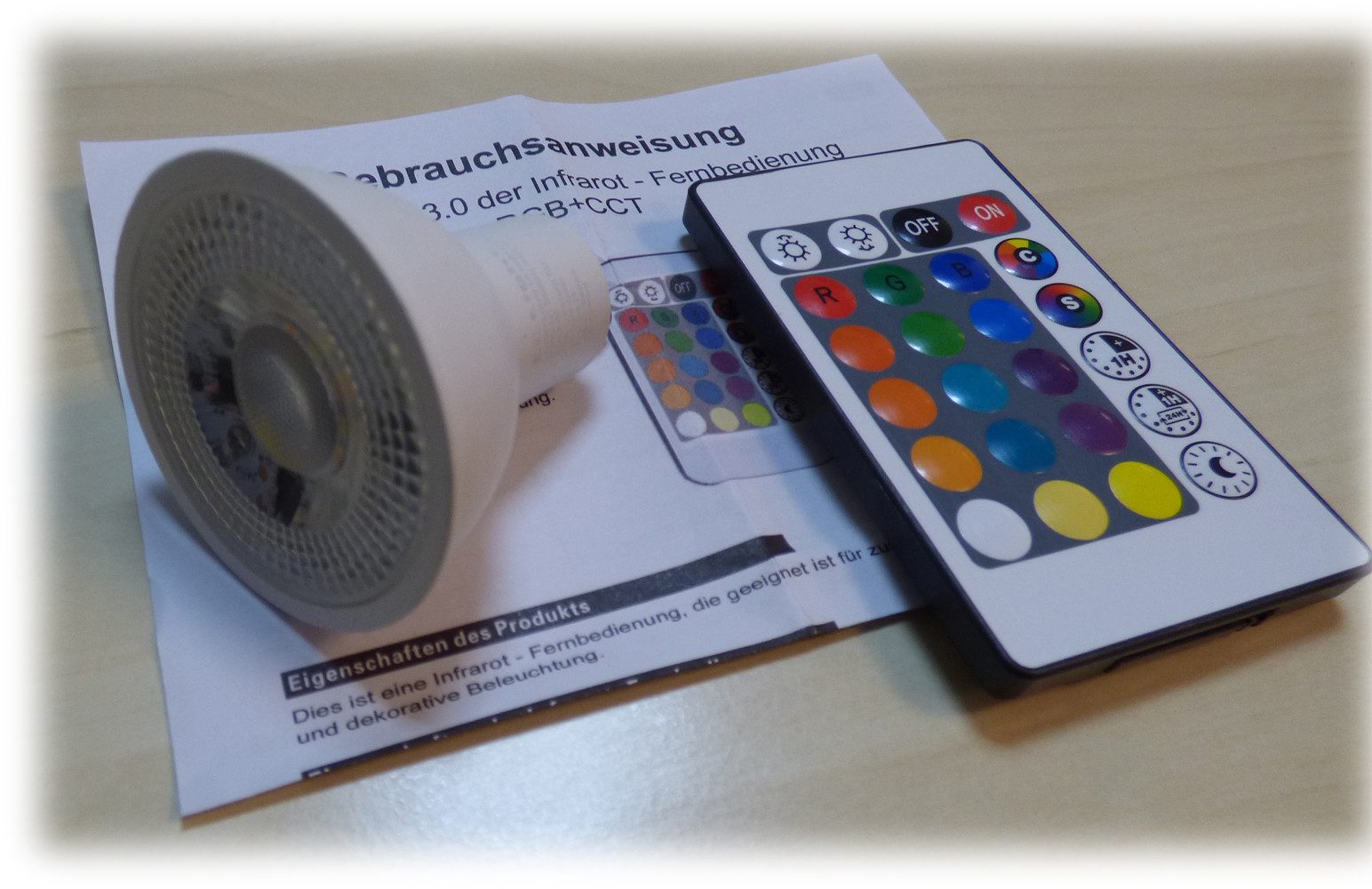Lichtideen LED-Leuchtmittel 5397 LED Lampe 3 Watt GU10 RGB + Warm Weiß + Kalt Weiß +Fernbedienung, GU10, LC-Light / Mehrfarbig, CCT = Warm Weiß bis Kalt Weiß
