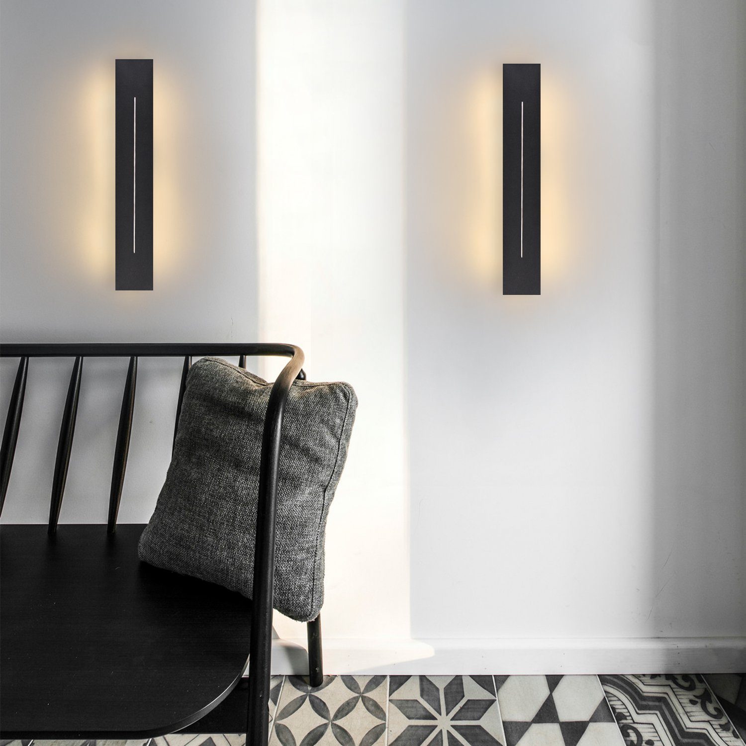 ZMH LED Wandleuchte Wandlampe innen weiß/schwarz 30cm 60cm 100cm, LED fest integriert, warmweiß, lange moderne Wandlampe für Wohnzimmer Schlafzimmer