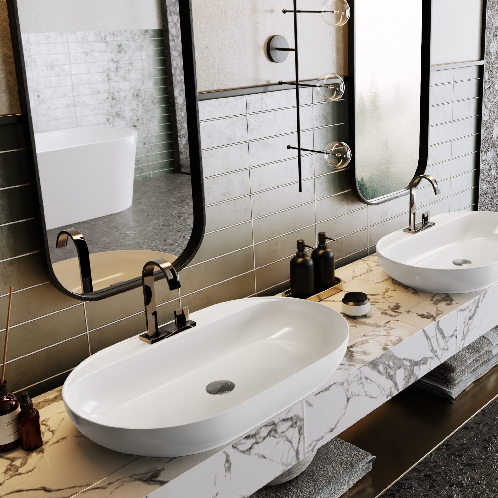 Karen Aufsatzwaschbecken Waschbecken Paradise (Keramikwaschbecken), Oval, M günstig online kaufen