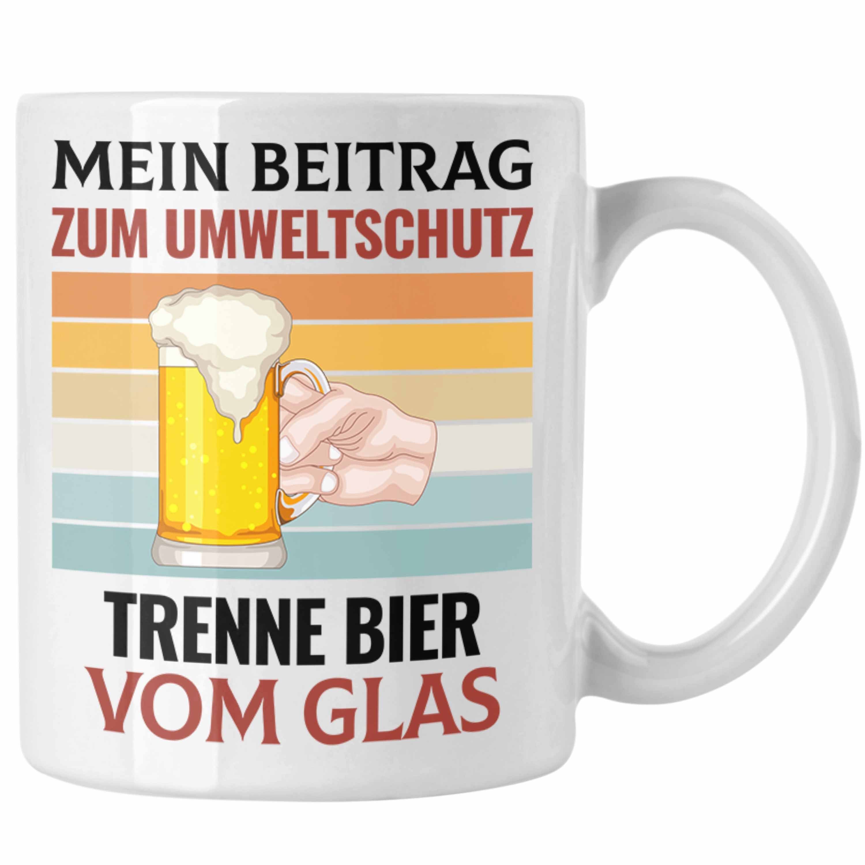 Trendation Tasse Ich Trenne Bier Vom Glas Tasse Bier-Trinker Saufen Alkohol Geschenkide Weiss