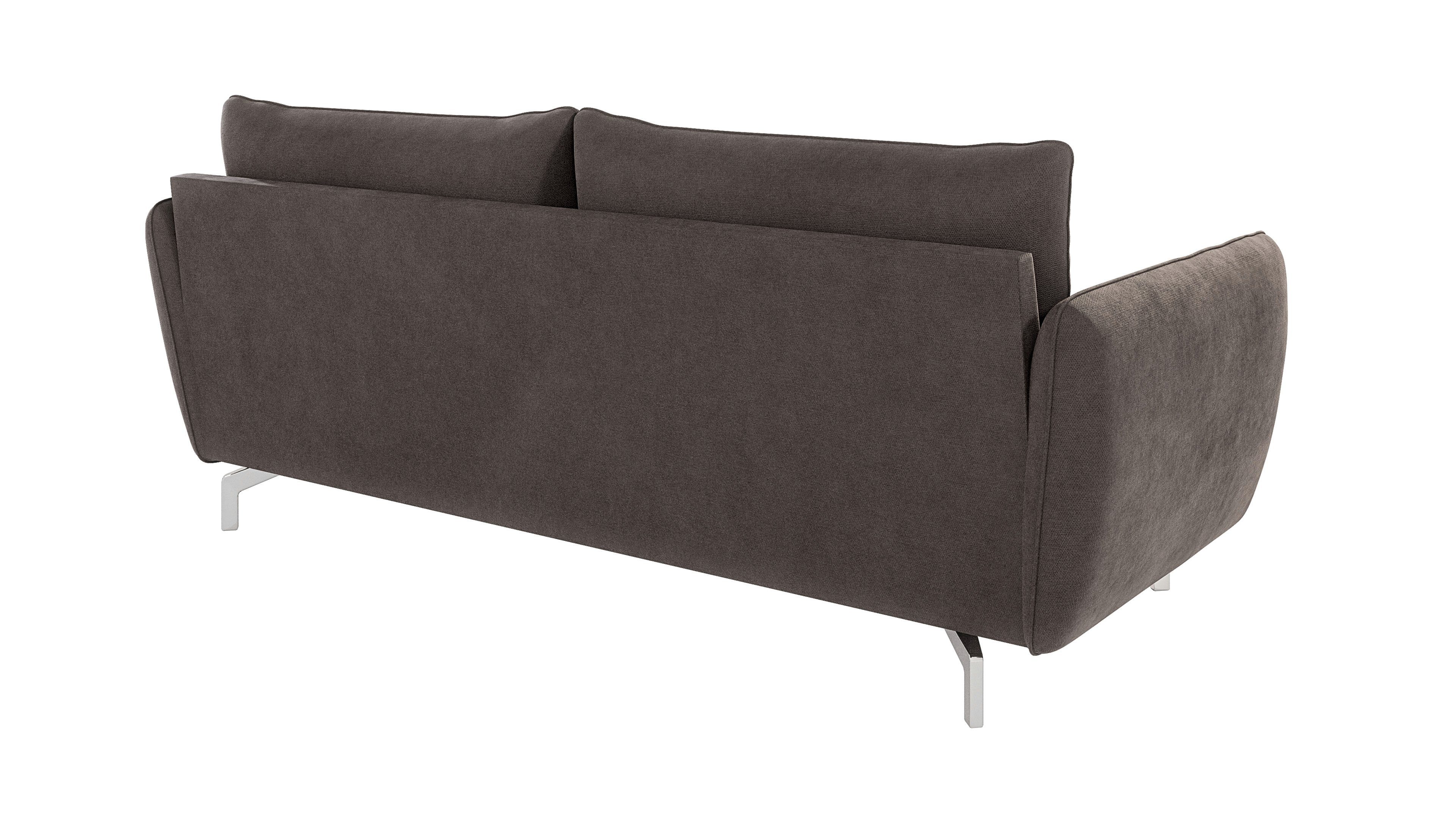 Möbel 3-Sitzer mit - Silber Benita Modernes Sofa Braun Metall mit S-Style Wellenfederung Füßen, Khaki