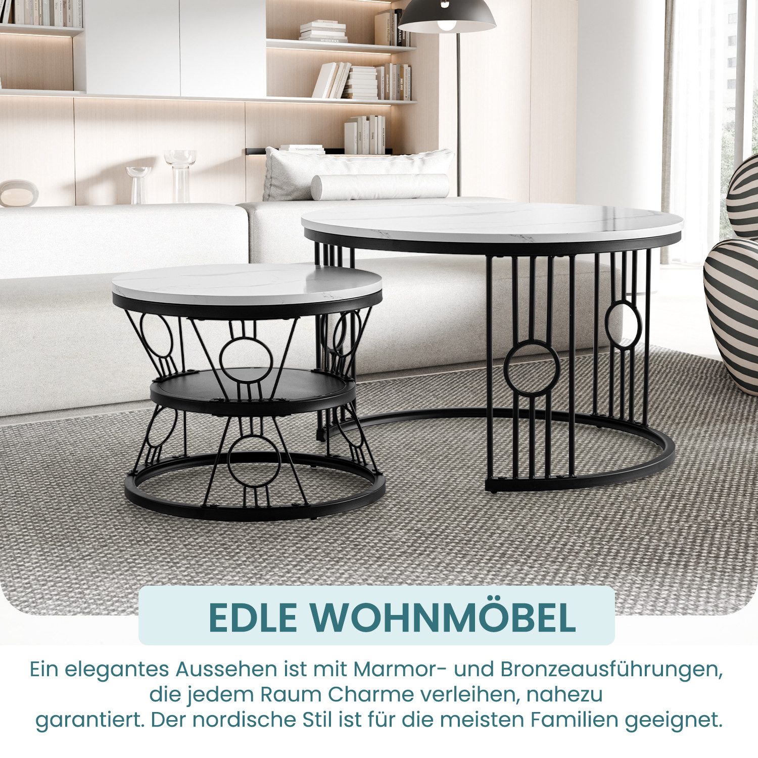 REDOM Couchtisch und 2er Set, Beistelltisch für Schlafzimmer Balkon (Solid und Dauerhaft Smart Einzigartigrd Design Safety Design, 2-St), Keine Lötstellenstruktur