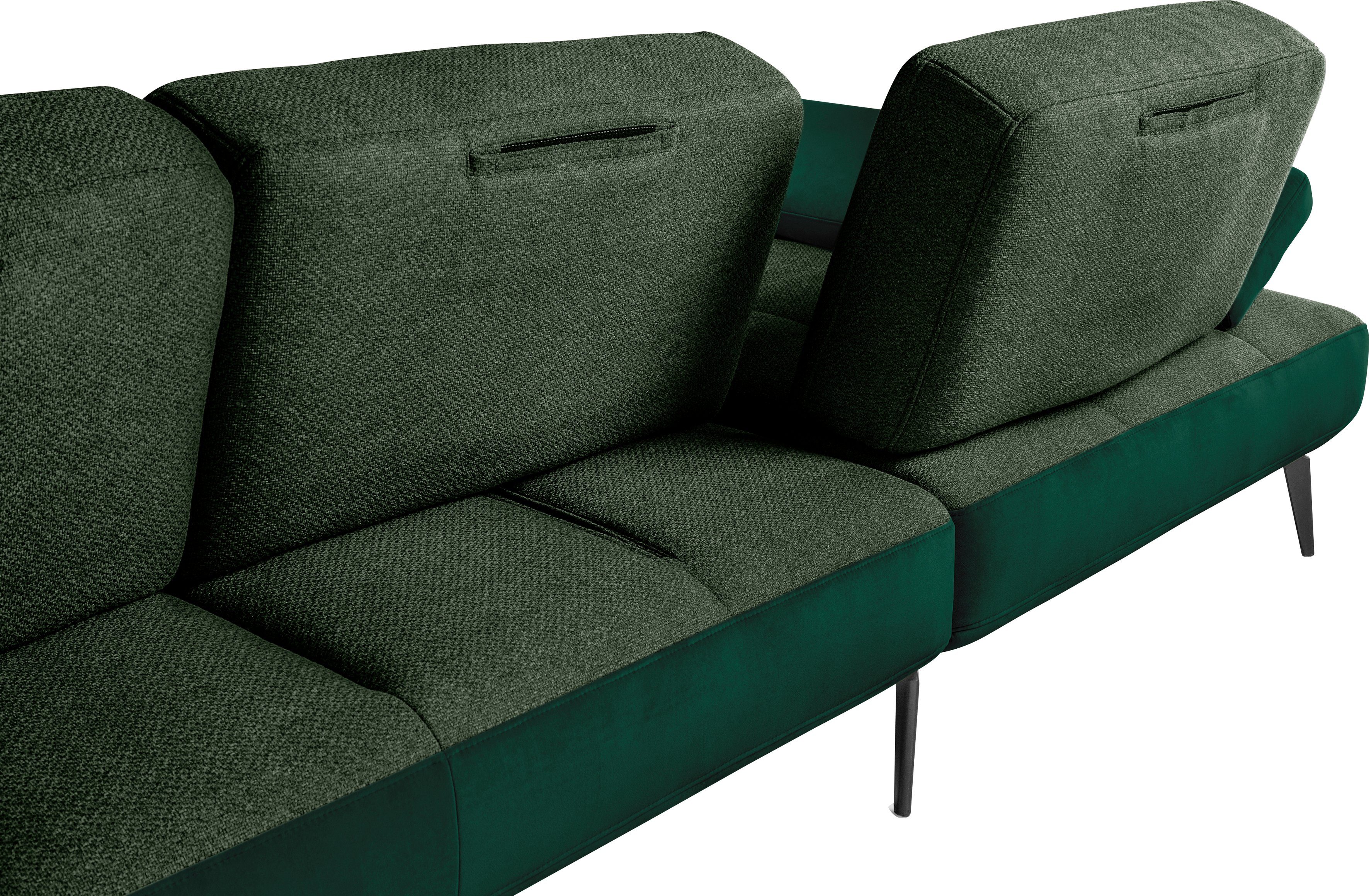 Sitztiefenverstellung by 4300, set SO dunkelgrün162/dunkelgrün38 one inklusive Ecksofa und Nierenkissen Musterring
