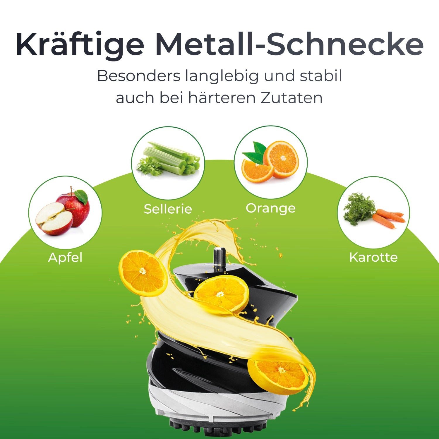 KLAMER Slow Juicer Entsafter mit Rückwärtsgang, elektrische Fruchtpresse mit Bürste und …, 150 W, Max. Saft & Nährstoffe, vielseitig, platzsparend, 2 Behälter