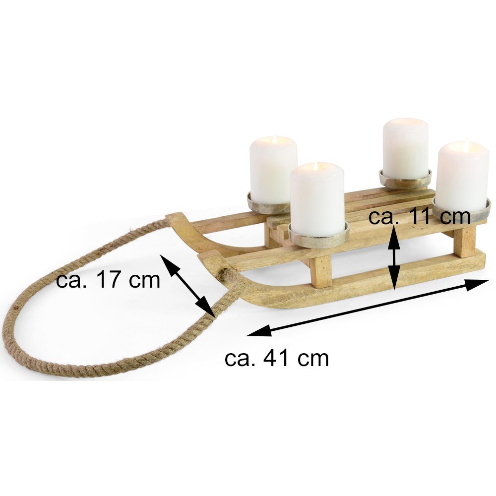 RIFFELMACHER & WEINBERGER Adventsleuchter Holz Deko-Schlitten mit 4 Advents günstig online kaufen
