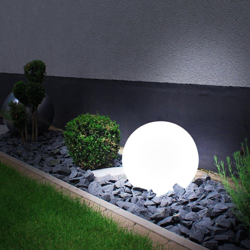 etc-shop LED Gartenleuchte Kugel Kaltweiß, verbaut, Solarleuchte, fest Solarlampen Außen Erdspieß für LED-Leuchtmittel