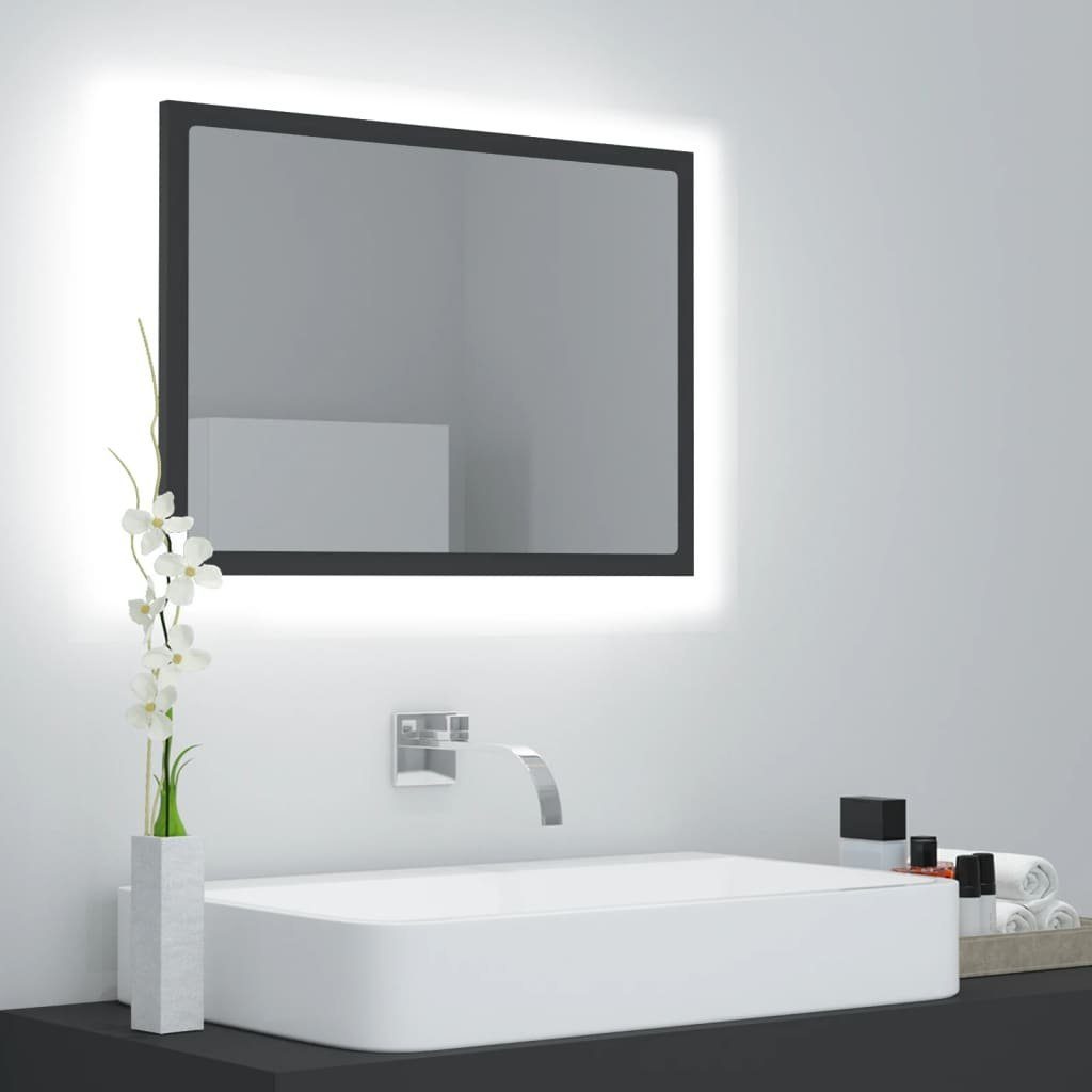 vidaXL Badezimmerspiegelschrank LED-Badspiegel Grau 60x8,5x37 cm Acryl (1-St)