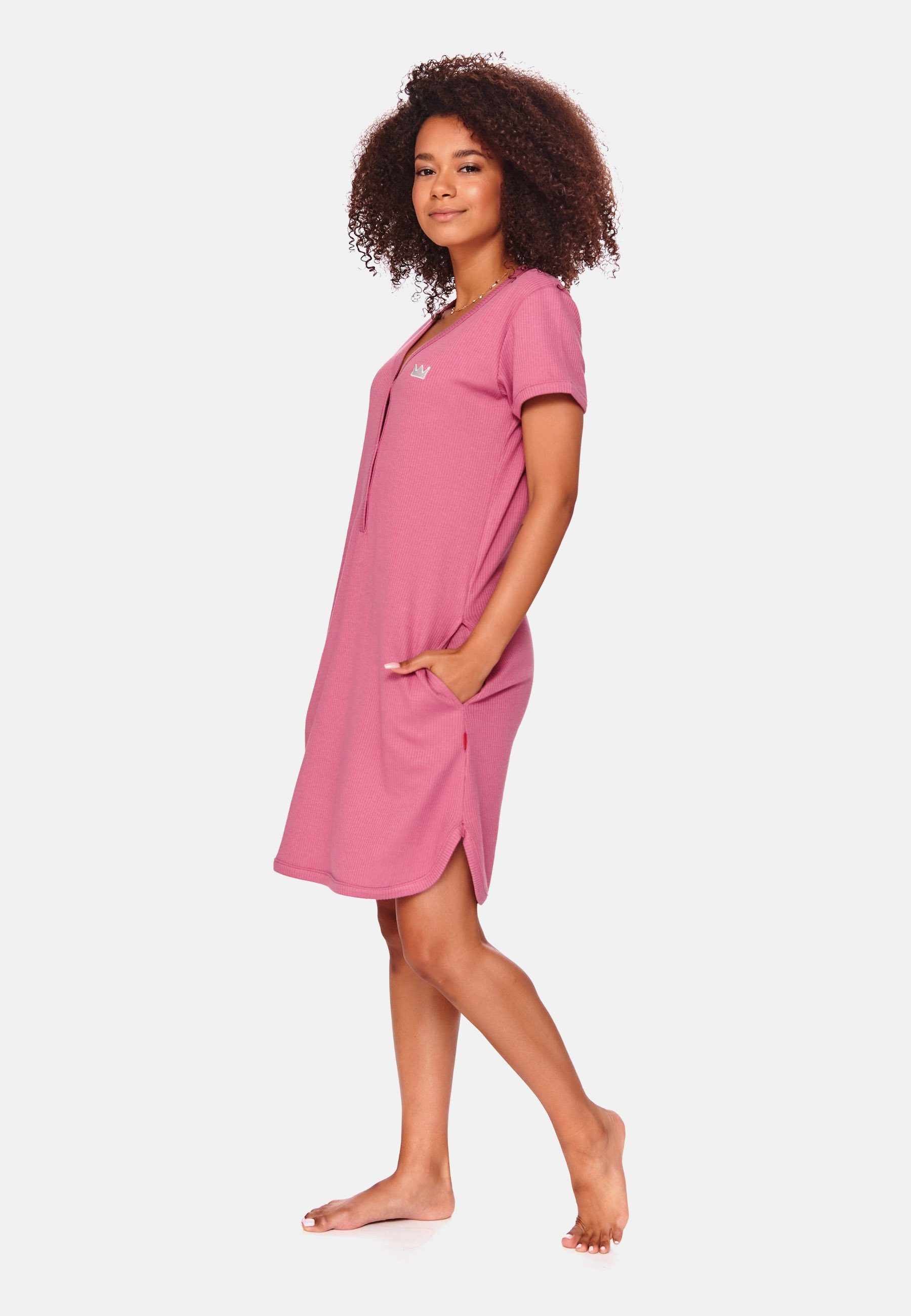 gerippter Rosa aus Nachthemd Alltägliches nap Baumwolle doctor Nachthemd
