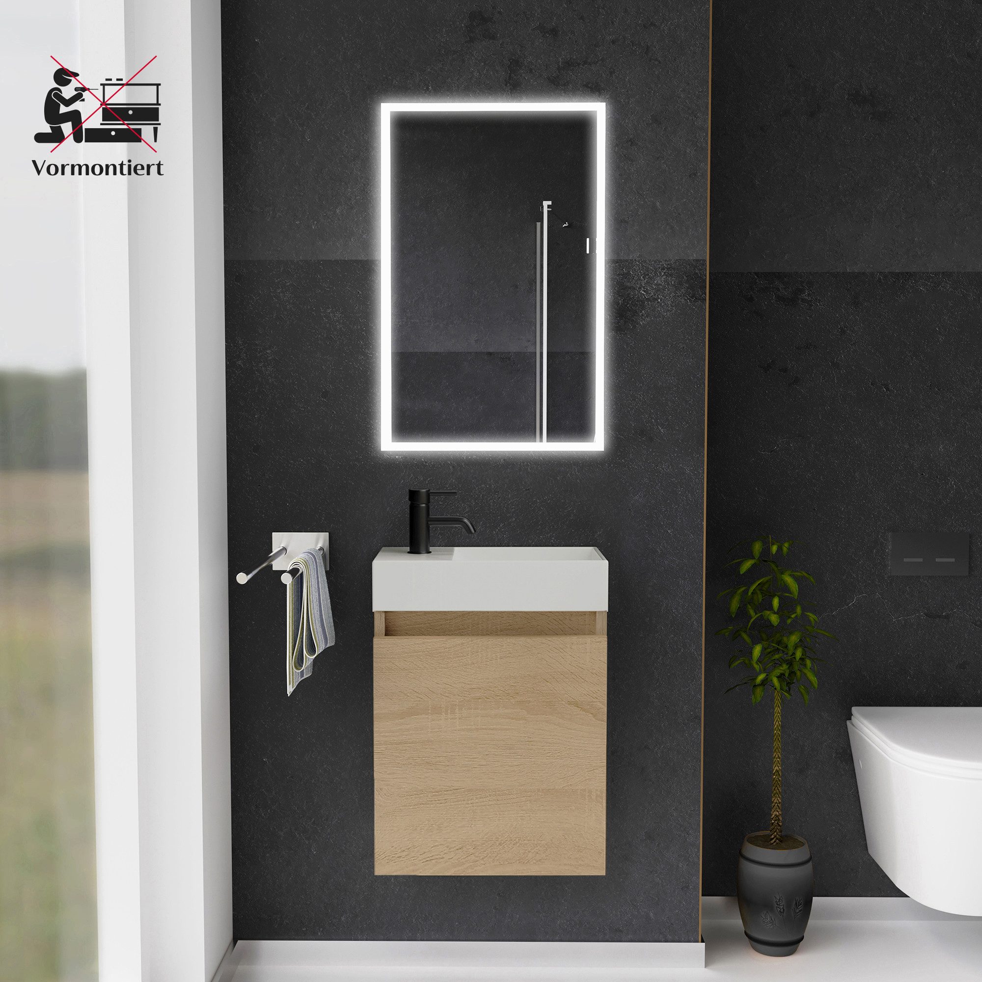 Alpenberger Badmöbel-Set Gäste WC Waschbecken mit günstig online kaufen