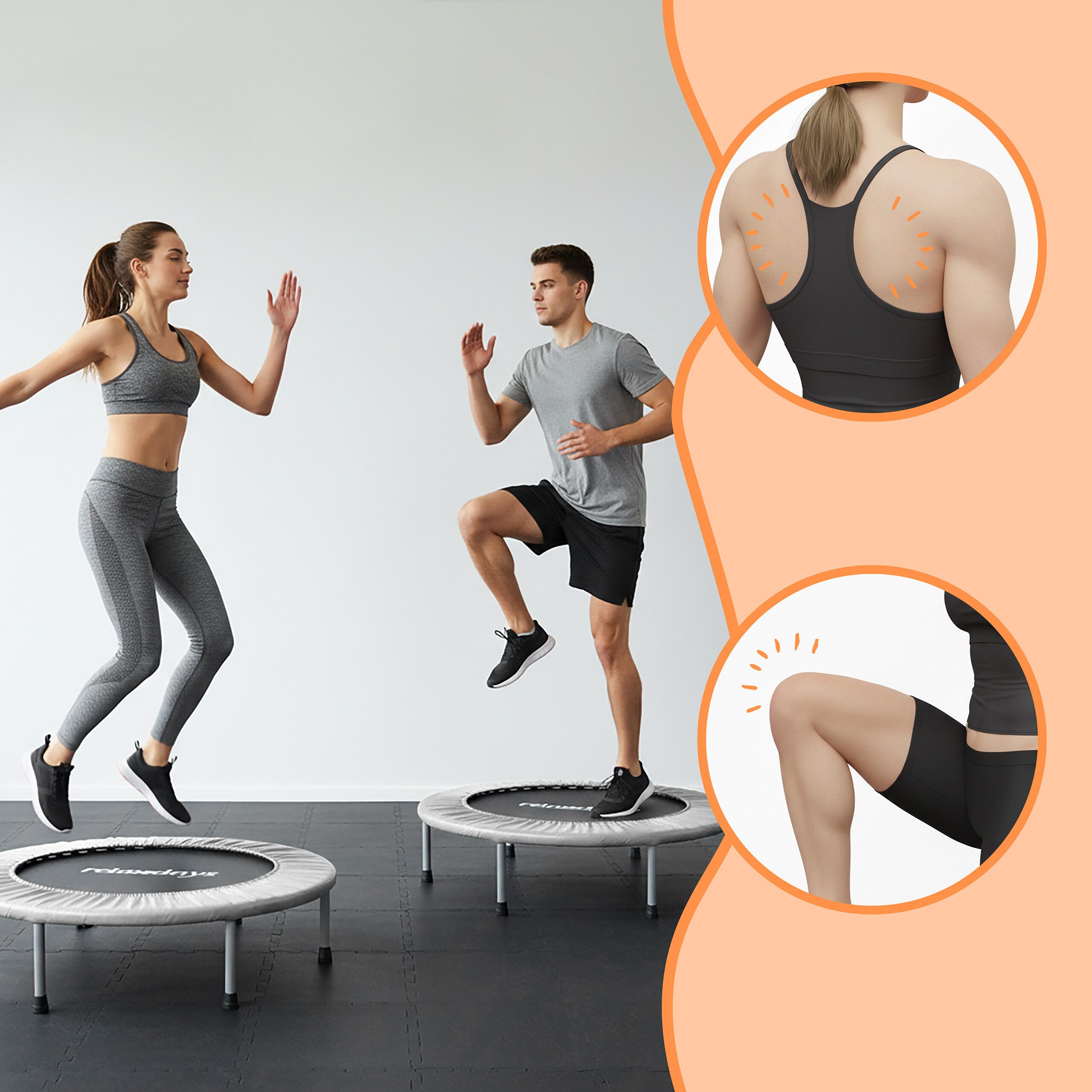 relaxdays Fitnesstrampolin Indoor Trampolin Ø 95 cm, grau, 95 cm