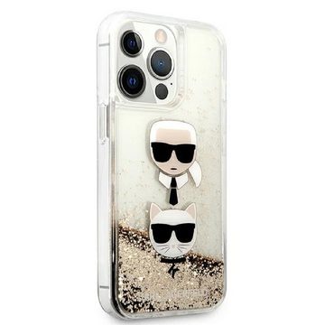 KARL LAGERFELD Handyhülle Case iPhone 13 Pro Cover Glitzer gold 6,1 Zoll, Kantenschutz