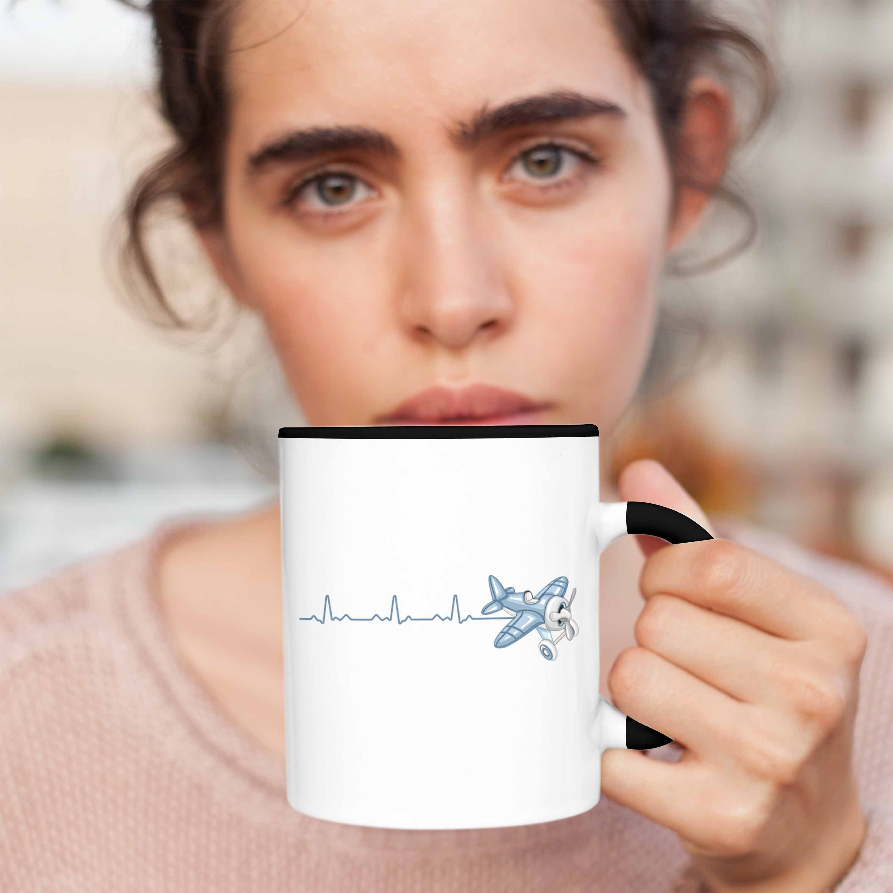 Trendation Bester Herzschlag Schwarz Tasse Geschenk pilot Tasse Pilot