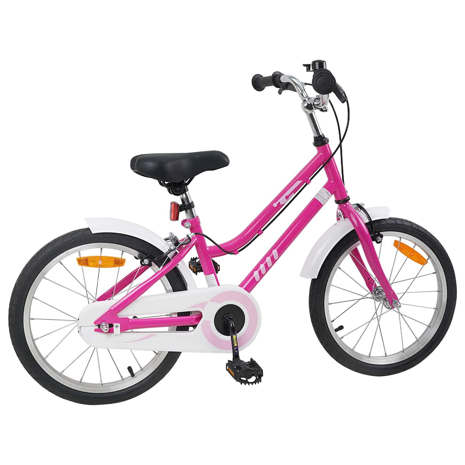 vidaXL Kinderfahrrad 123 x 51 x 78 cm Kinderfahrrad 18 Zoll für 5-7 Jahre alt Pink Weiß