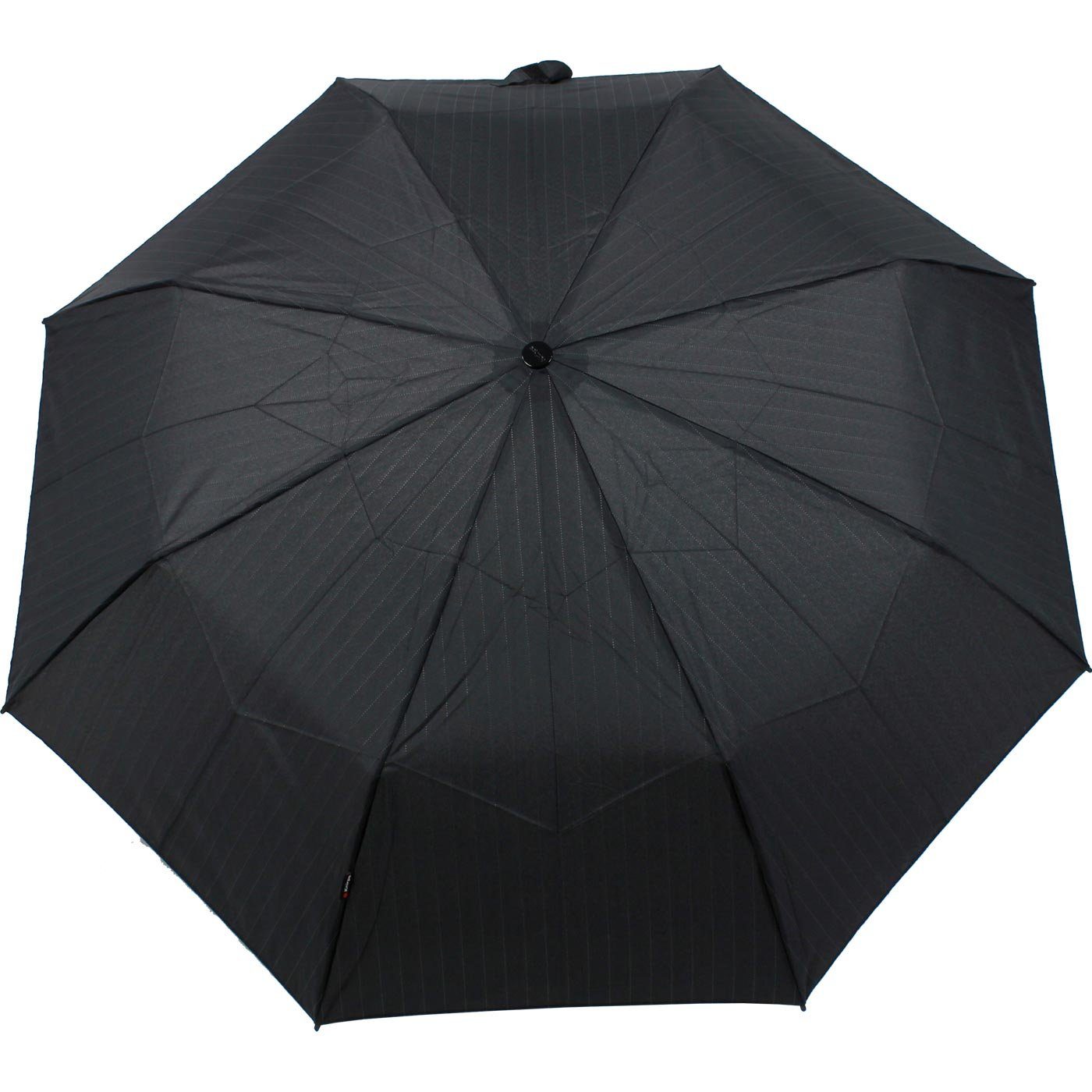 schwarz Taschenregenschirm Regenschirm sturmfest Knirps® Duomatic Pinstripe, Knirps Fiber - T2