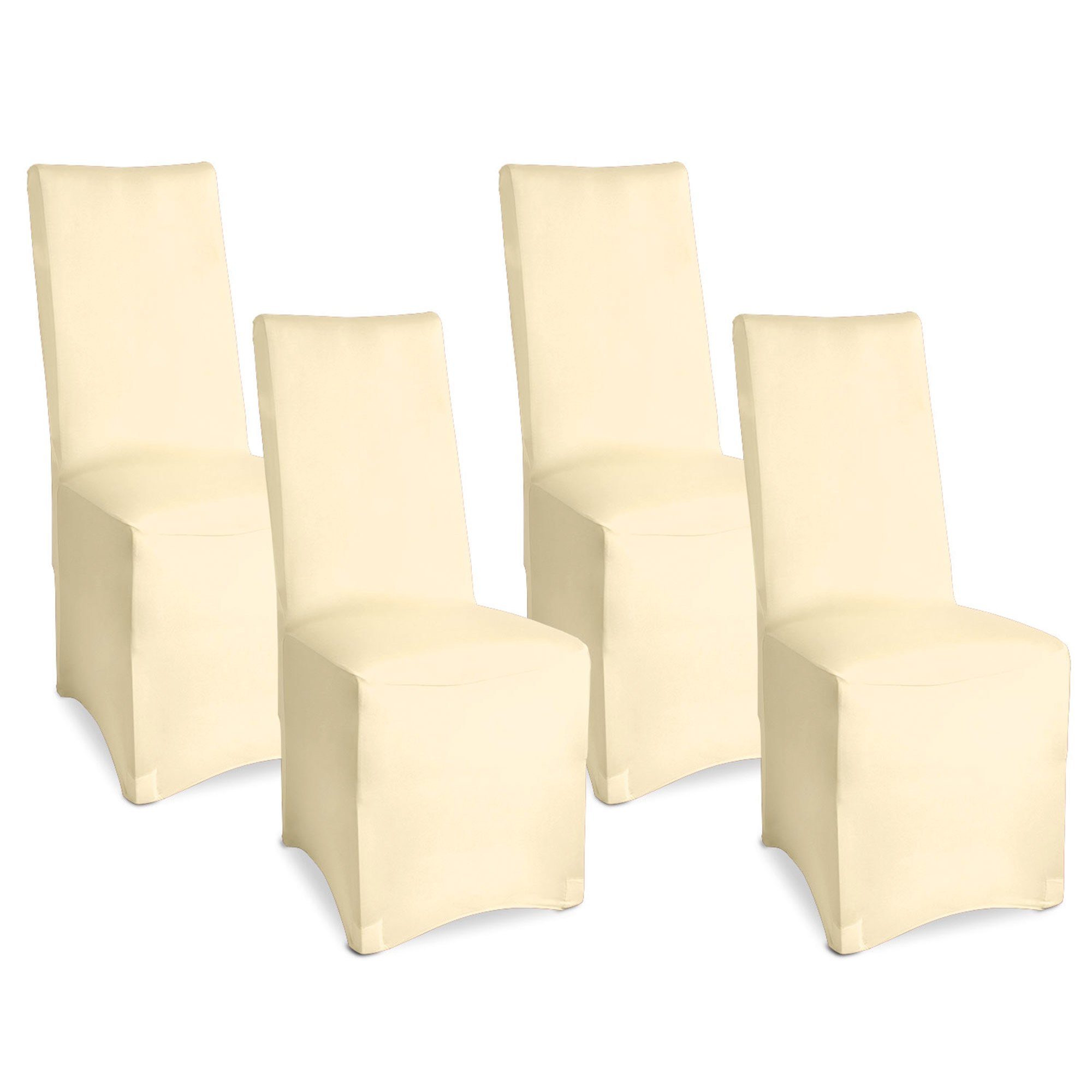 Beautissu Stuhlhusse Bankett Stuhlhussen 4er Set Leona, 45x90cm, Ecru, legante Stretch Hussen für Stühle -Elastische Stuhl Überzüge