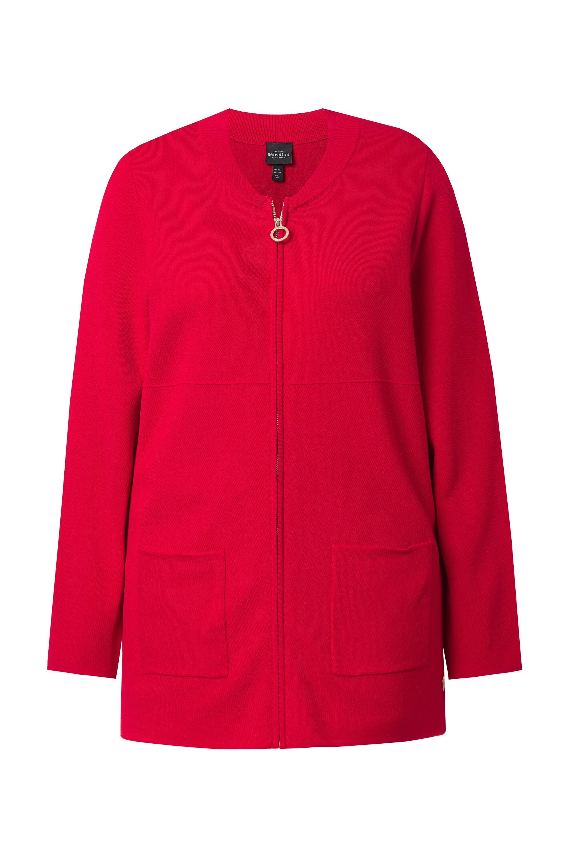 Ulla Popken Strickjacke Strickjacke Waffelstruktur Collegekragen Langarm