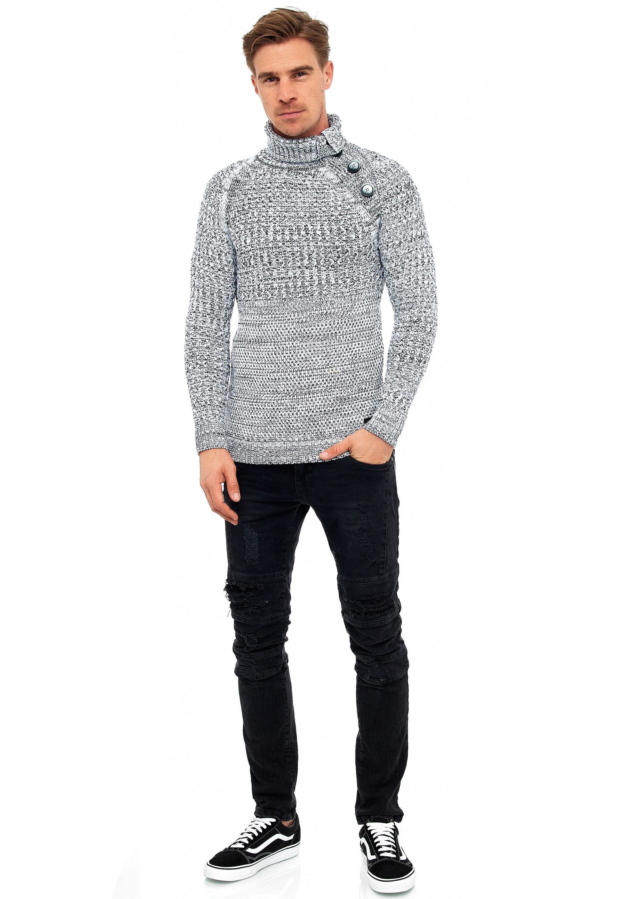 Rusty Neal Strickpullover mit modischen Zierknöpfen