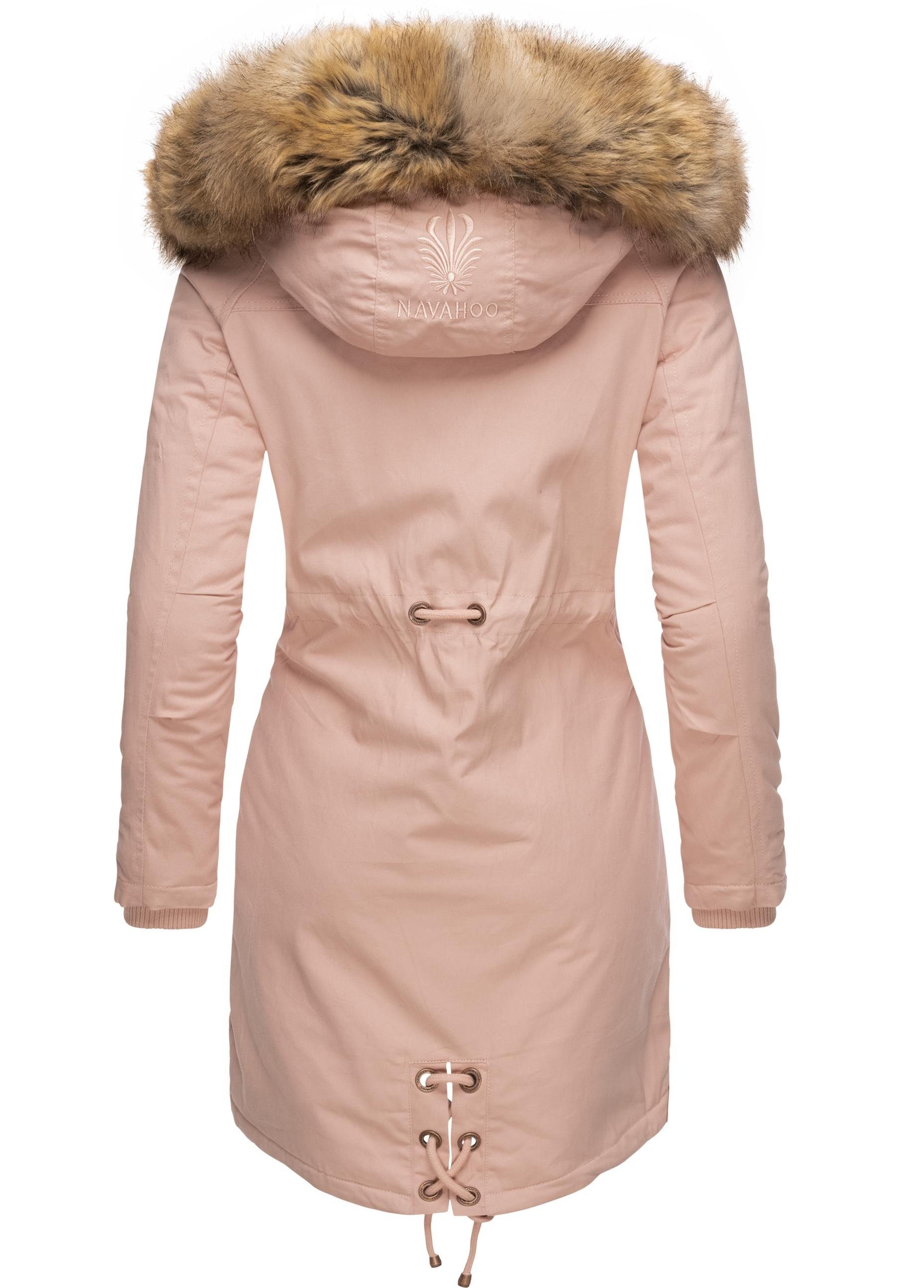 Navahoo Wintermantel Rosinchen stylischer Damen Winter Baumwollparka mit Kunstfell