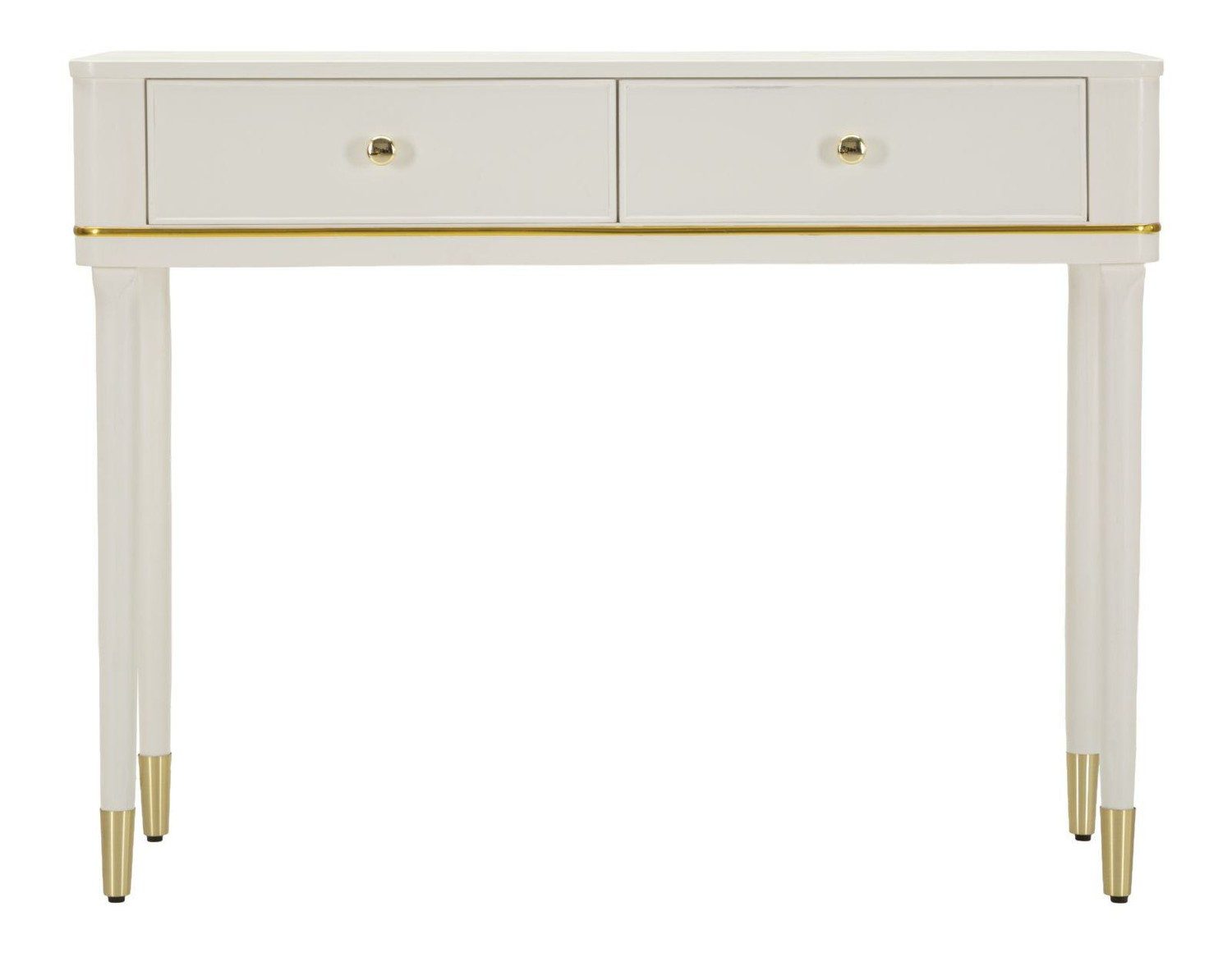 Natur24 Beistelltisch Camille Konsole 37 x 101 x 78 cm MDF Pinie Eisen Weiß Gold
