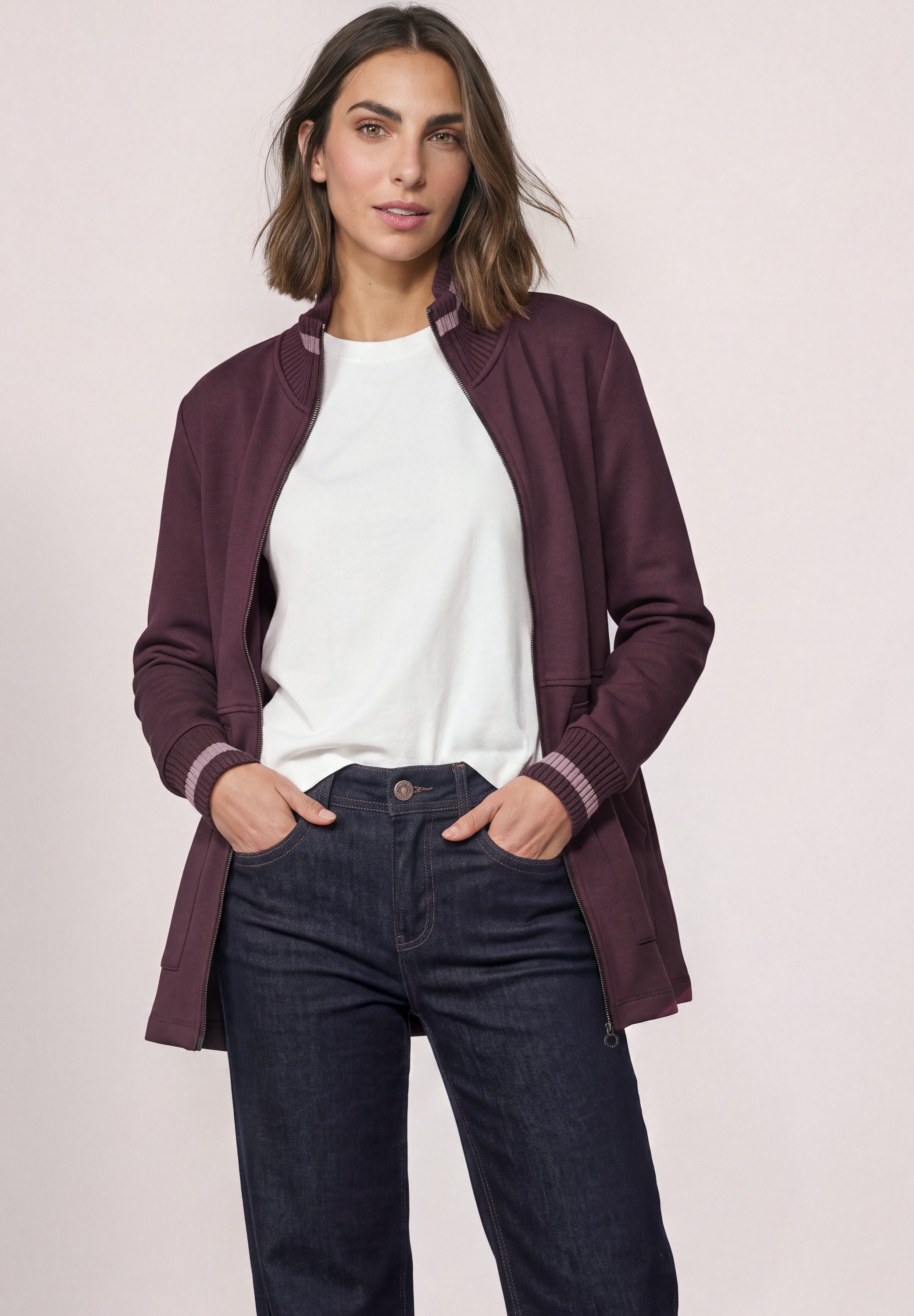 STREET ONE Sweatjacke mit Strick-Detail