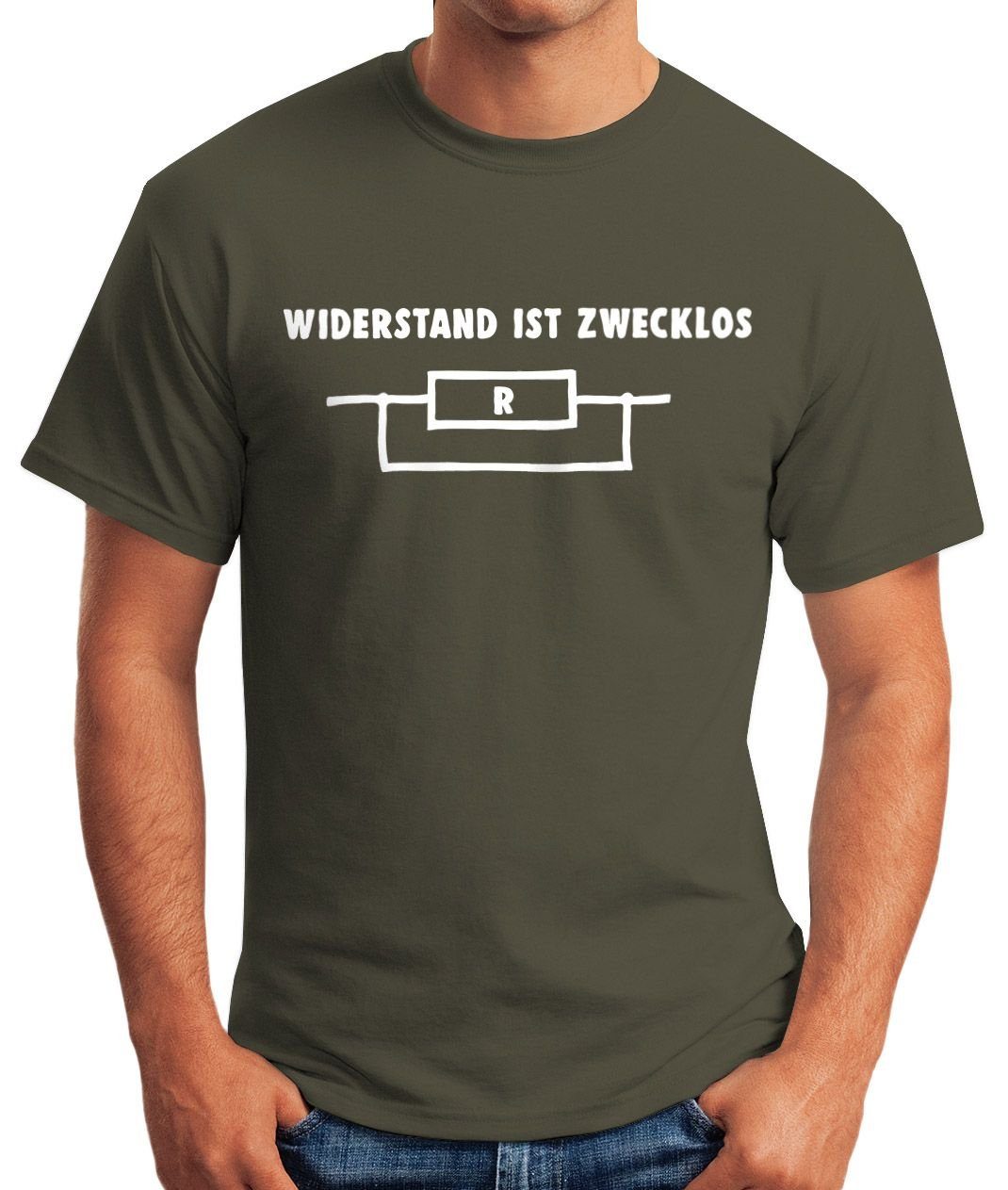 MoonWorks Print-Shirt ist Moonworks® Shirt Widerstand Herren T-Shirt zwecklos mit grün Print