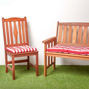 Homescapes Stuhlkissen 2-Sitzer Bankauflage mit breiten Streifen, 100% Baumwolle, rot