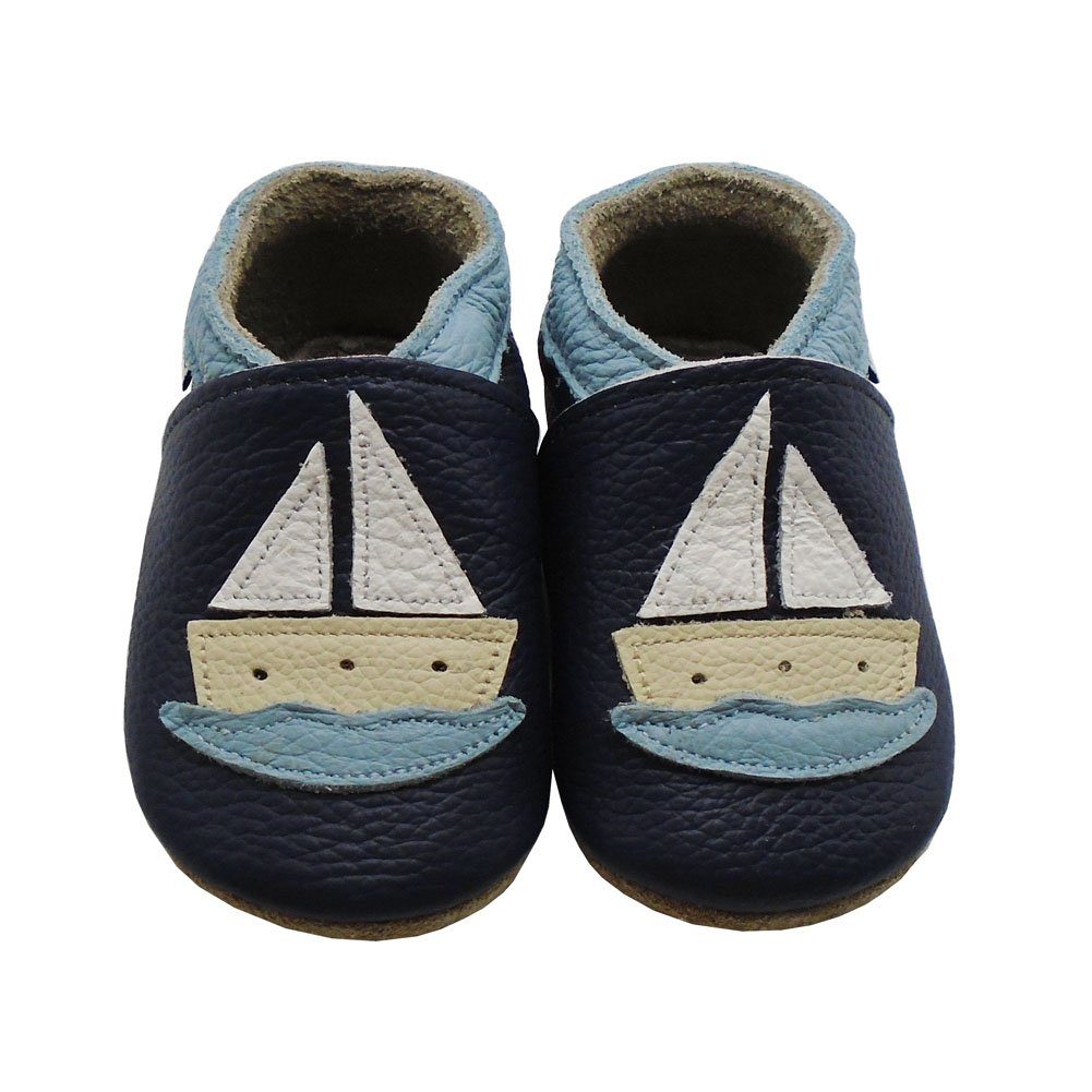 Mejale Weiche Leder Krabbelschuhe Lauflernschuhe Segelschiffe 100% Leder Krabbelschuh