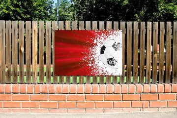Wallario Sichtschutzzaunmatten Fußball - Splashing Design in rot