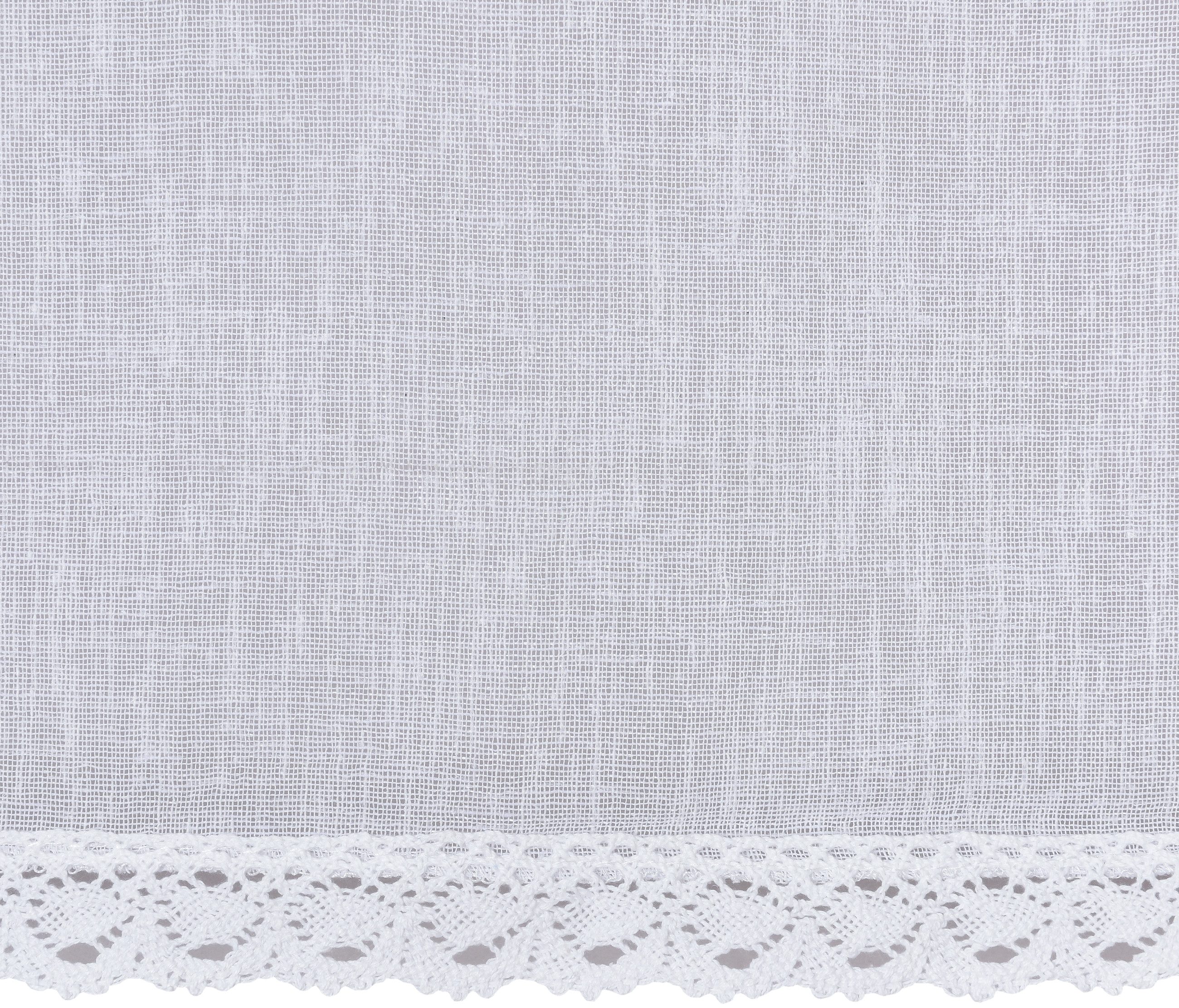 ELBERSDRUCKE Scheibengardine Bistrogardine mit Tunnel Edna weiß 45 x 140 cm (1 St), Stangendurchzug, halbtransparent, Polyester, einfarbig, gestickt, Sichtschutz