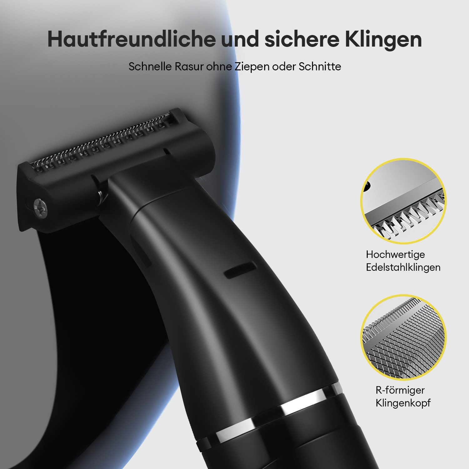 CkeyiN Pro Elektrorasierer Körper und Gesicht,Trimmer & Bodygroomer,Multifunktions-Rasierer, Aufsätze: 1, 3 Körperaufsätze,Nass- & Trockenrasur, Elektrischer Rasierer, IPX6