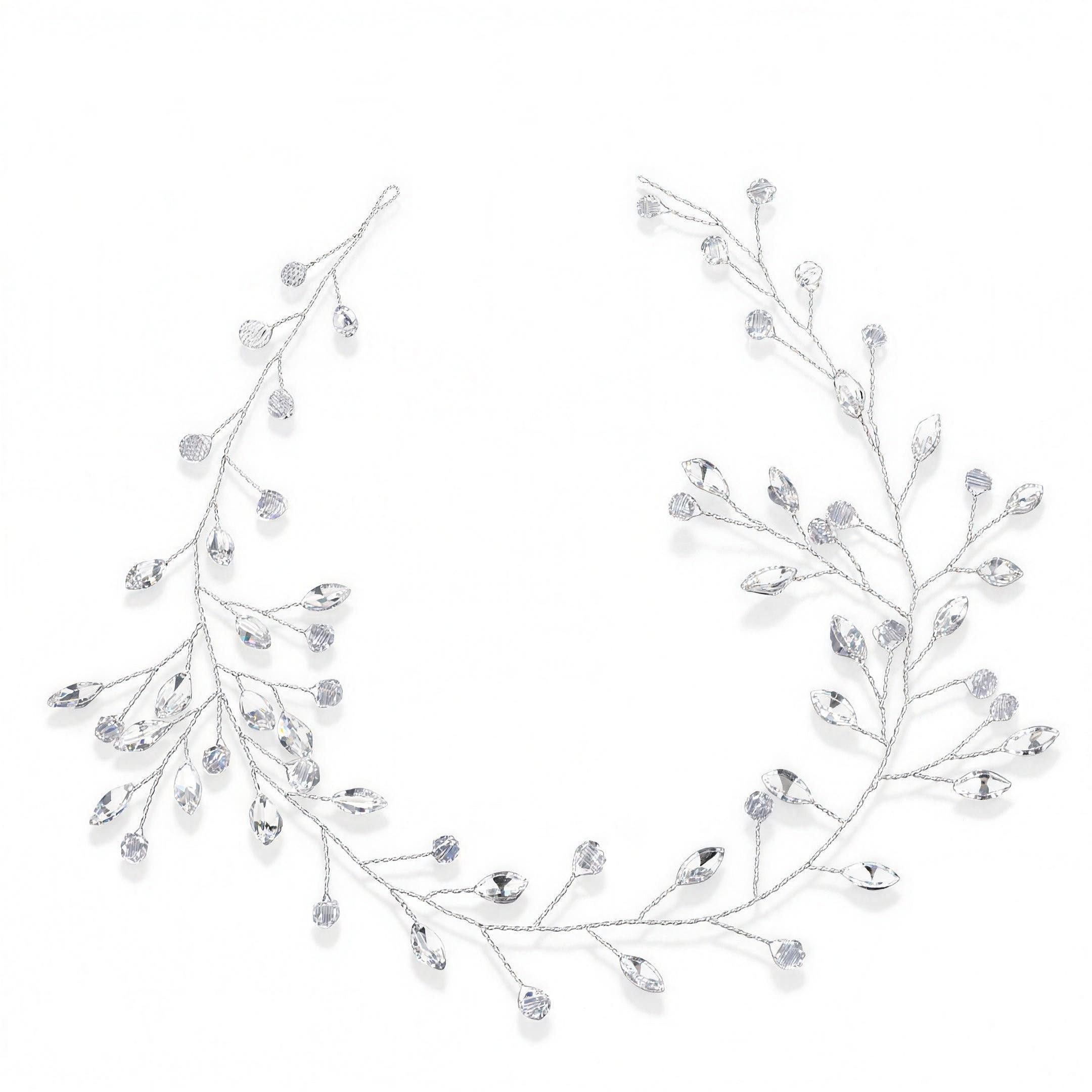 H-basics Stirnband Braut Hochzeit Strass Perlen Kristall 35 cm Damen
